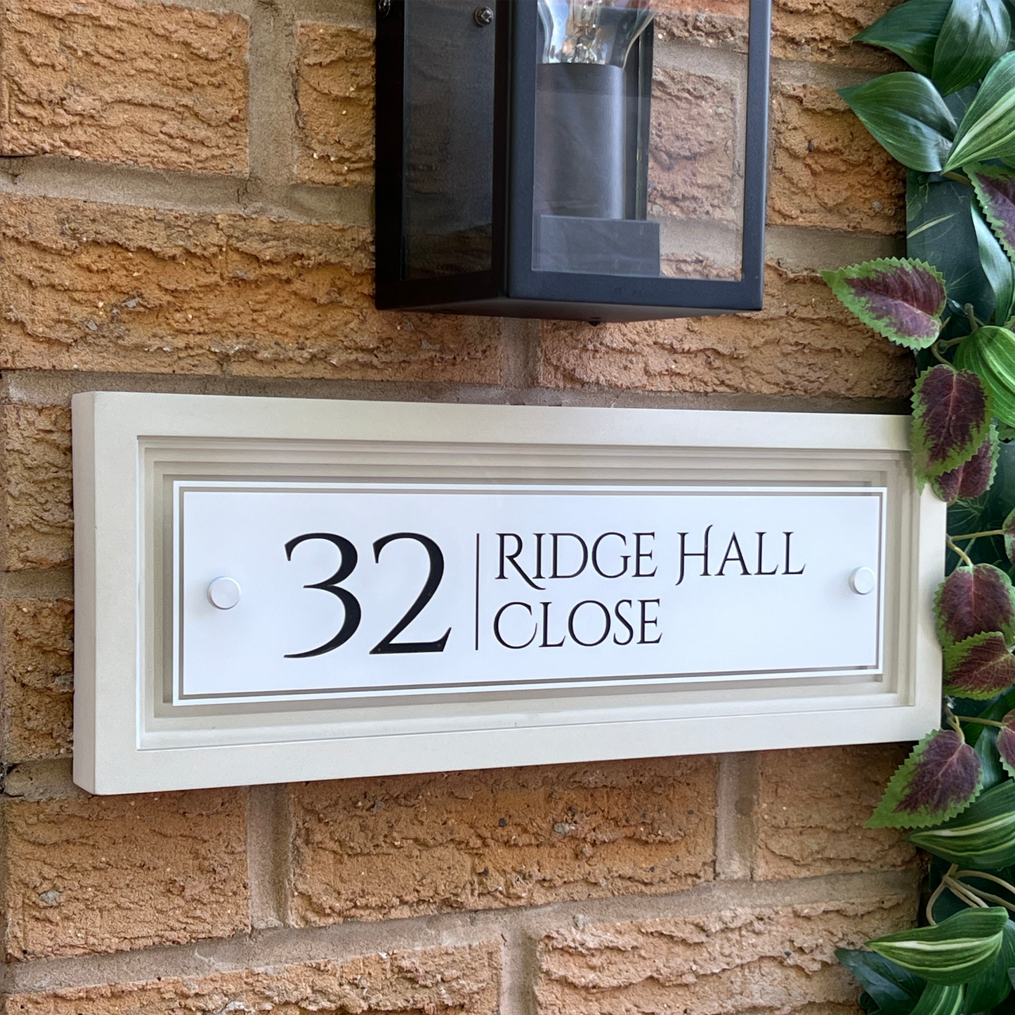 Signature Rectangulum | Personalised Designer House Sign with Acrylic Front & Cast Stone Coffered Back