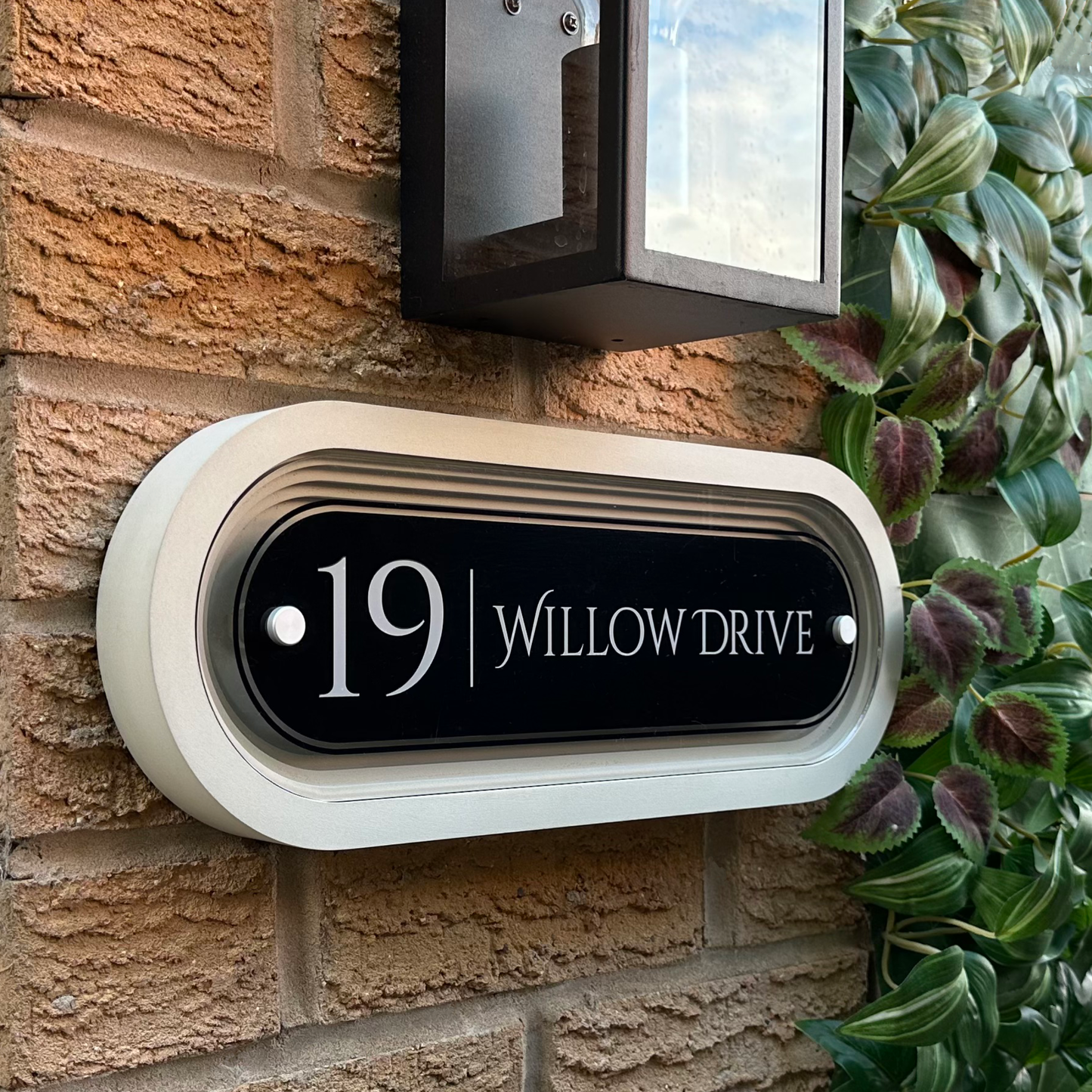 Signature Stadium | Personalised Designer House Sign with Acrylic Front & Portland Stone Coffered Back