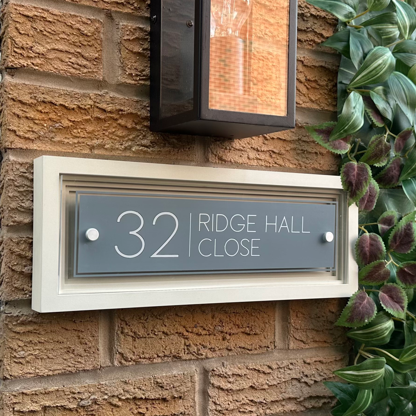 Signature Rectangulum | Personalised Designer House Sign with Acrylic Front & Portland Stone Coffered Back