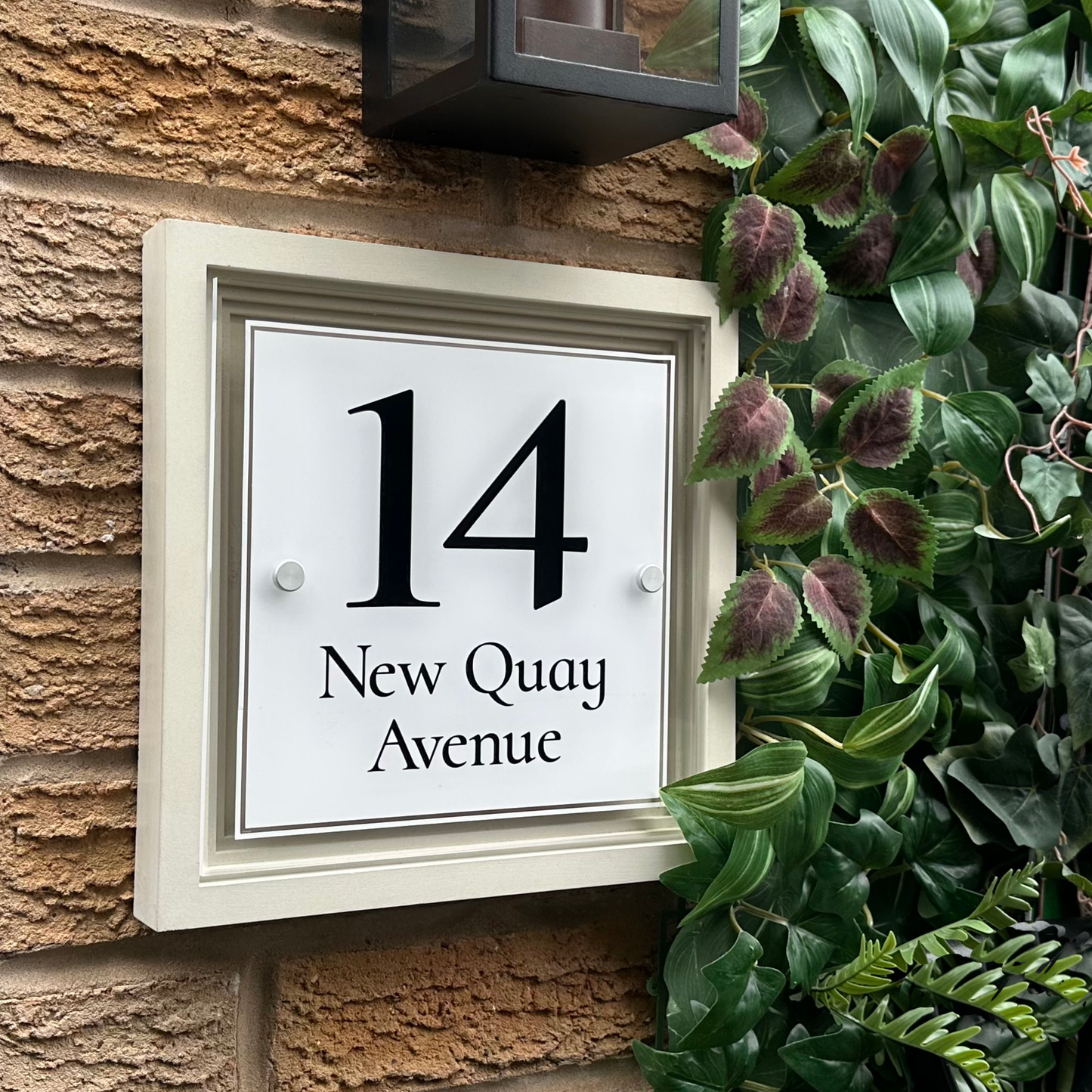 Signature Blocus | Personalised Designer House Sign with Acrylic Front & Portland Stone Coffered Back