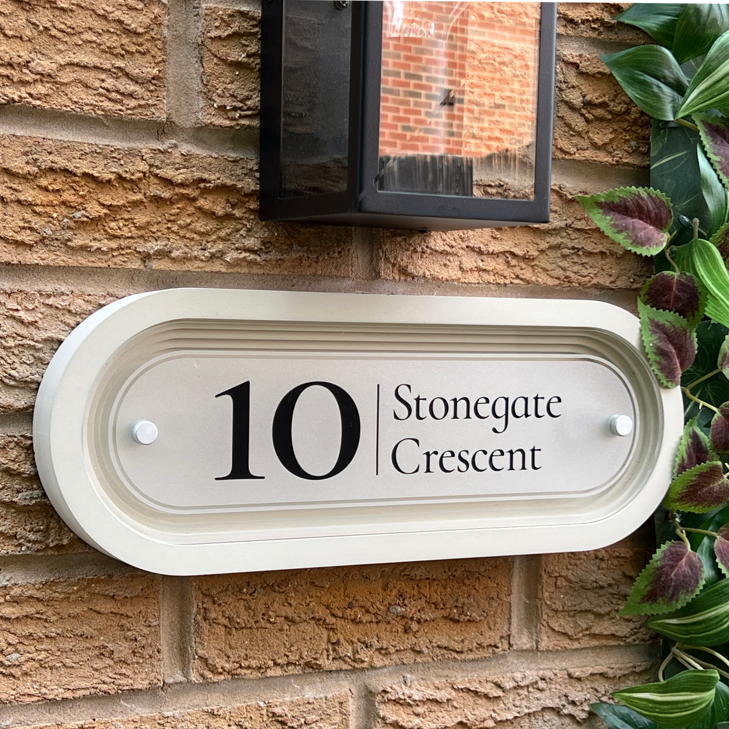 Signature Ovum | Personalised Designer House Sign with Acrylic Front & Cast Stone Coffered Back