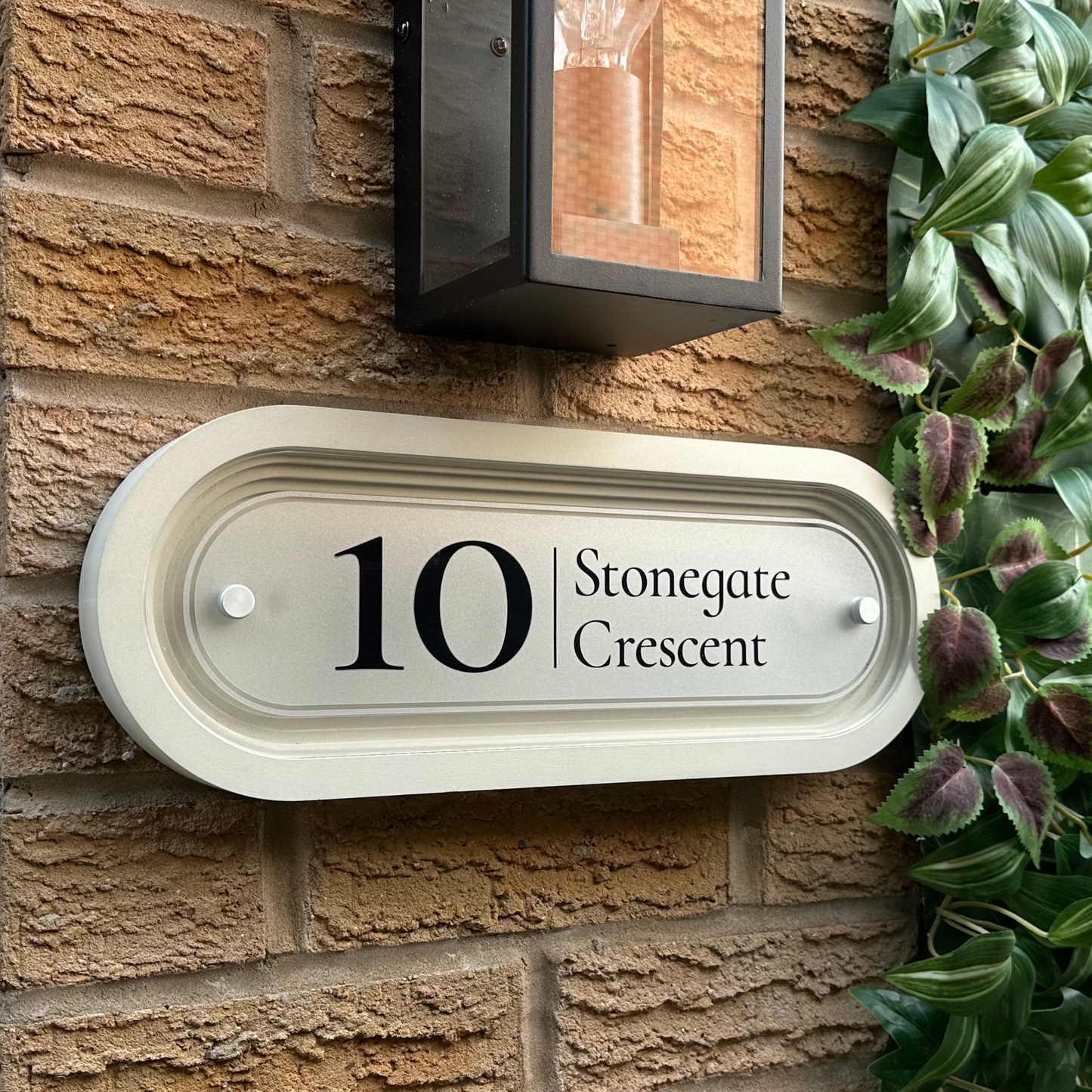 Signature Stadium | Personalised Designer House Sign with Acrylic Front & Portland Stone Coffered Back