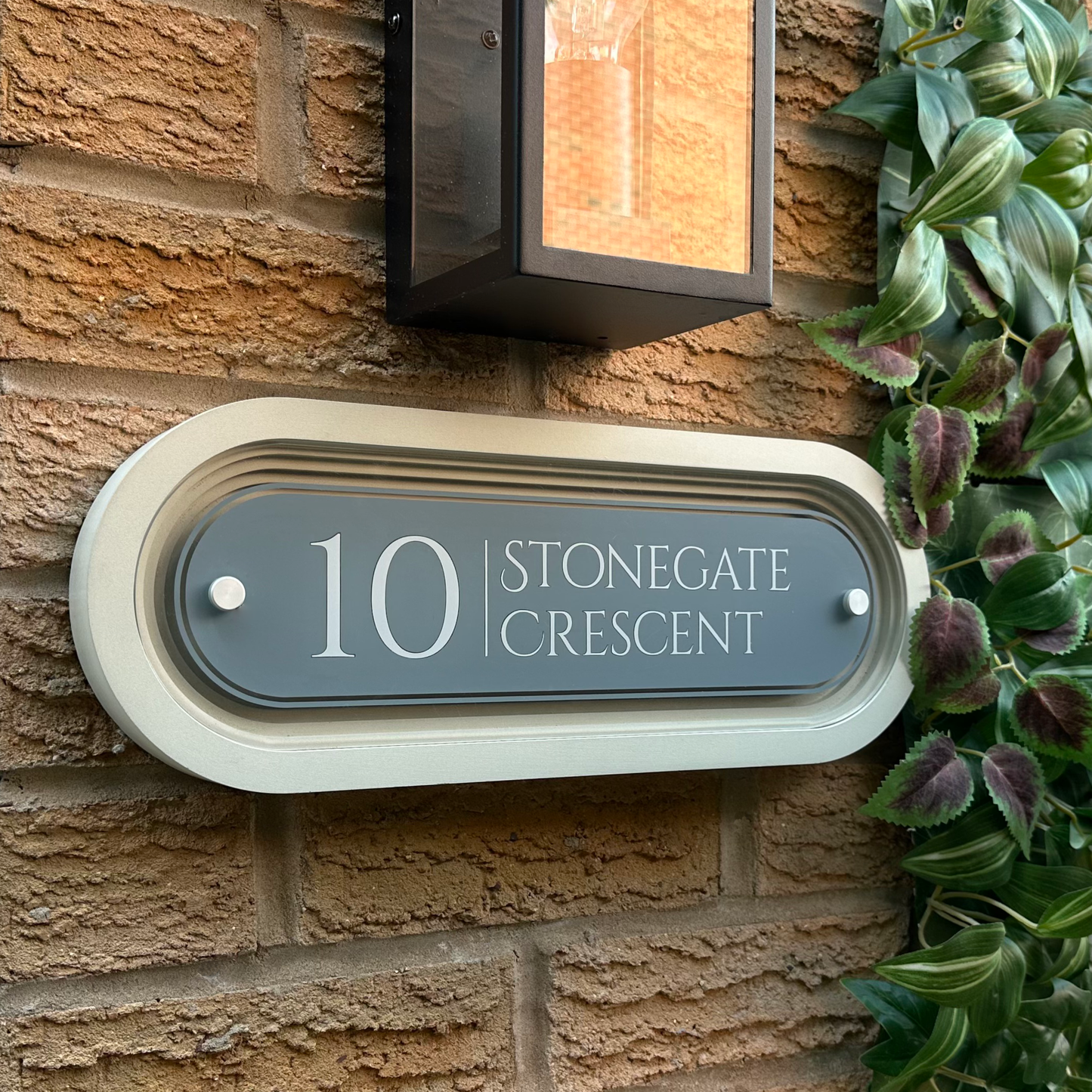 Signature Stadium | Personalised Designer House Sign with Acrylic Front & Portland Stone Coffered Back