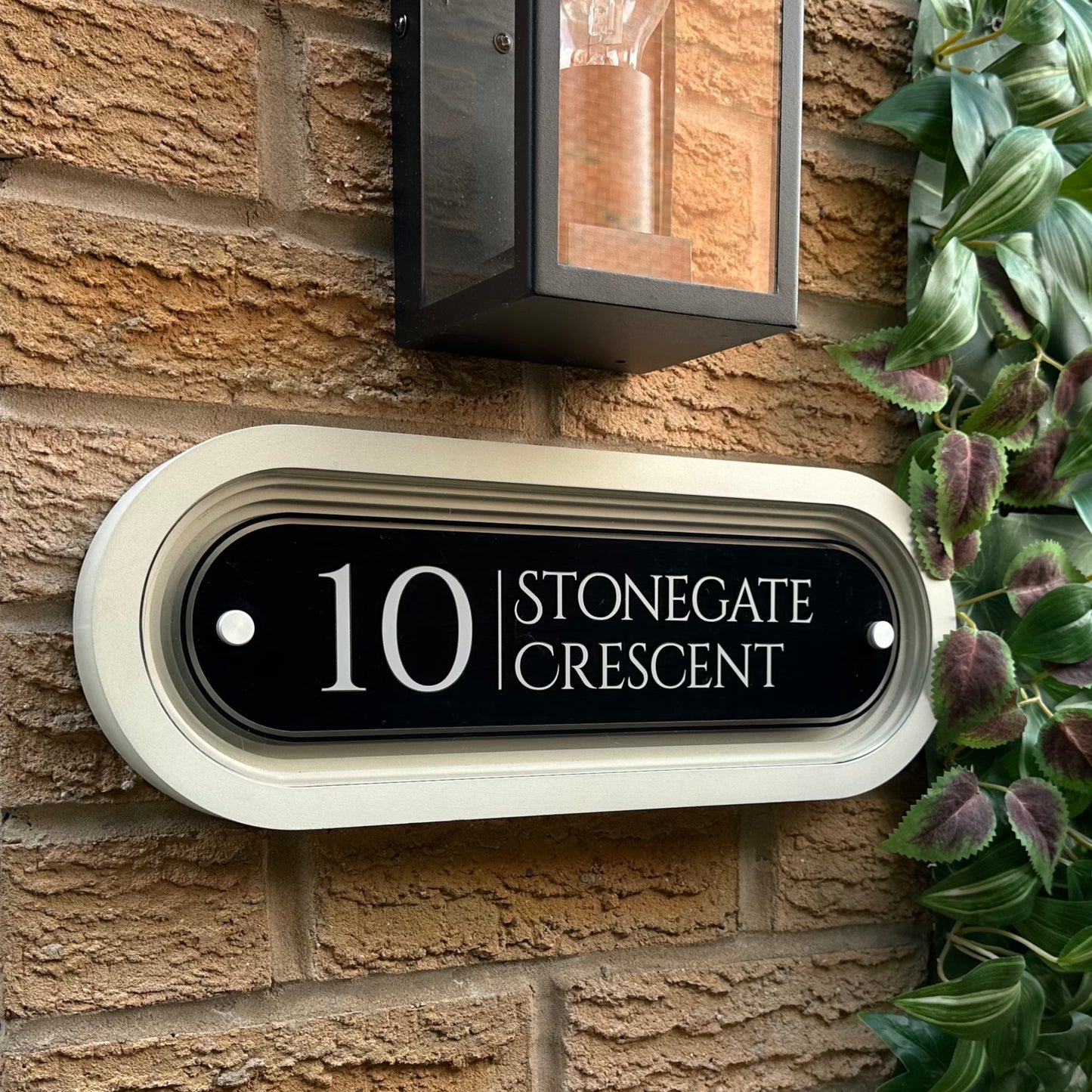 Signature Stadium | Personalised Designer House Sign with Acrylic Front & Portland Stone Coffered Back