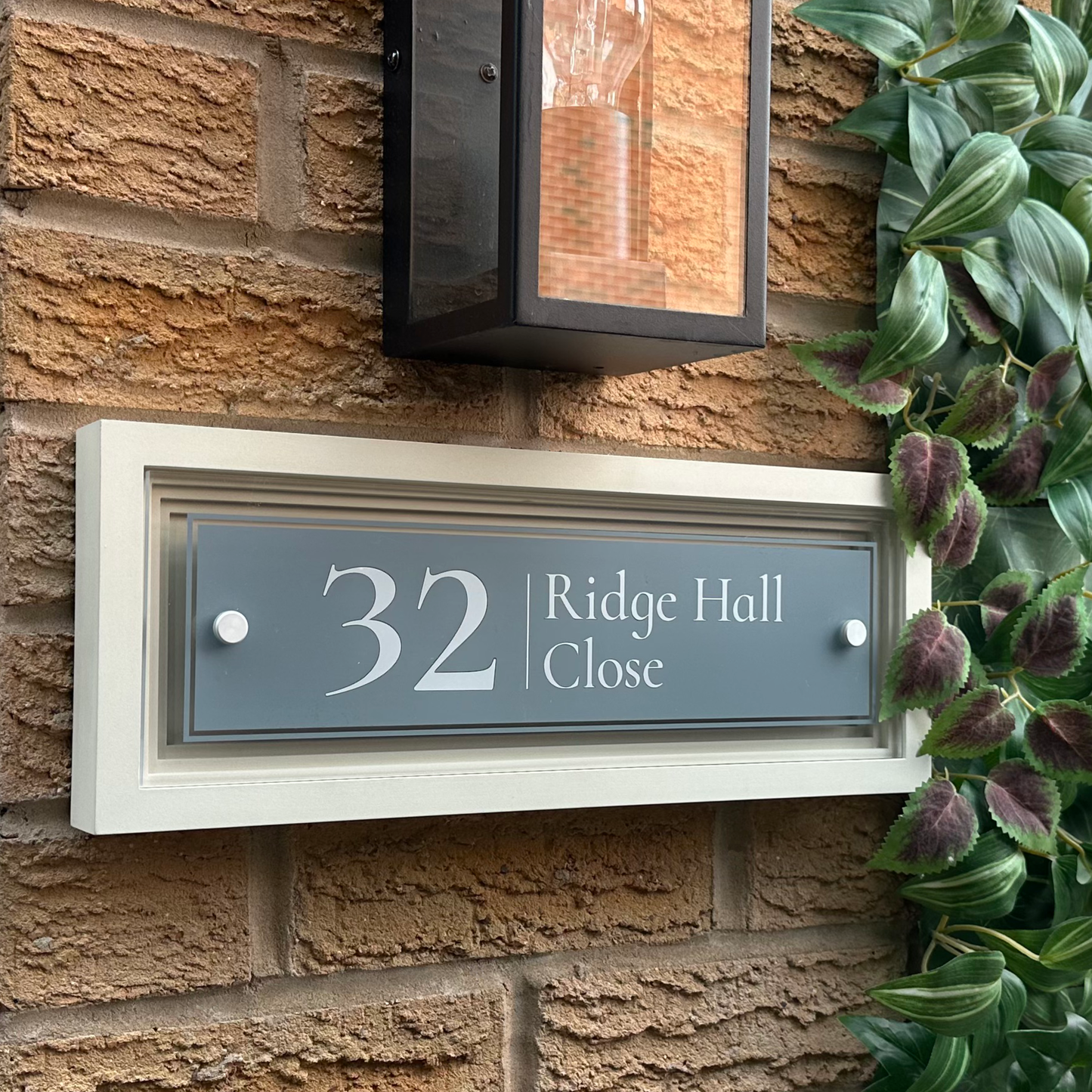 Signature Rectangulum | Personalised Designer House Sign with Acrylic Front & Portland Stone Coffered Back