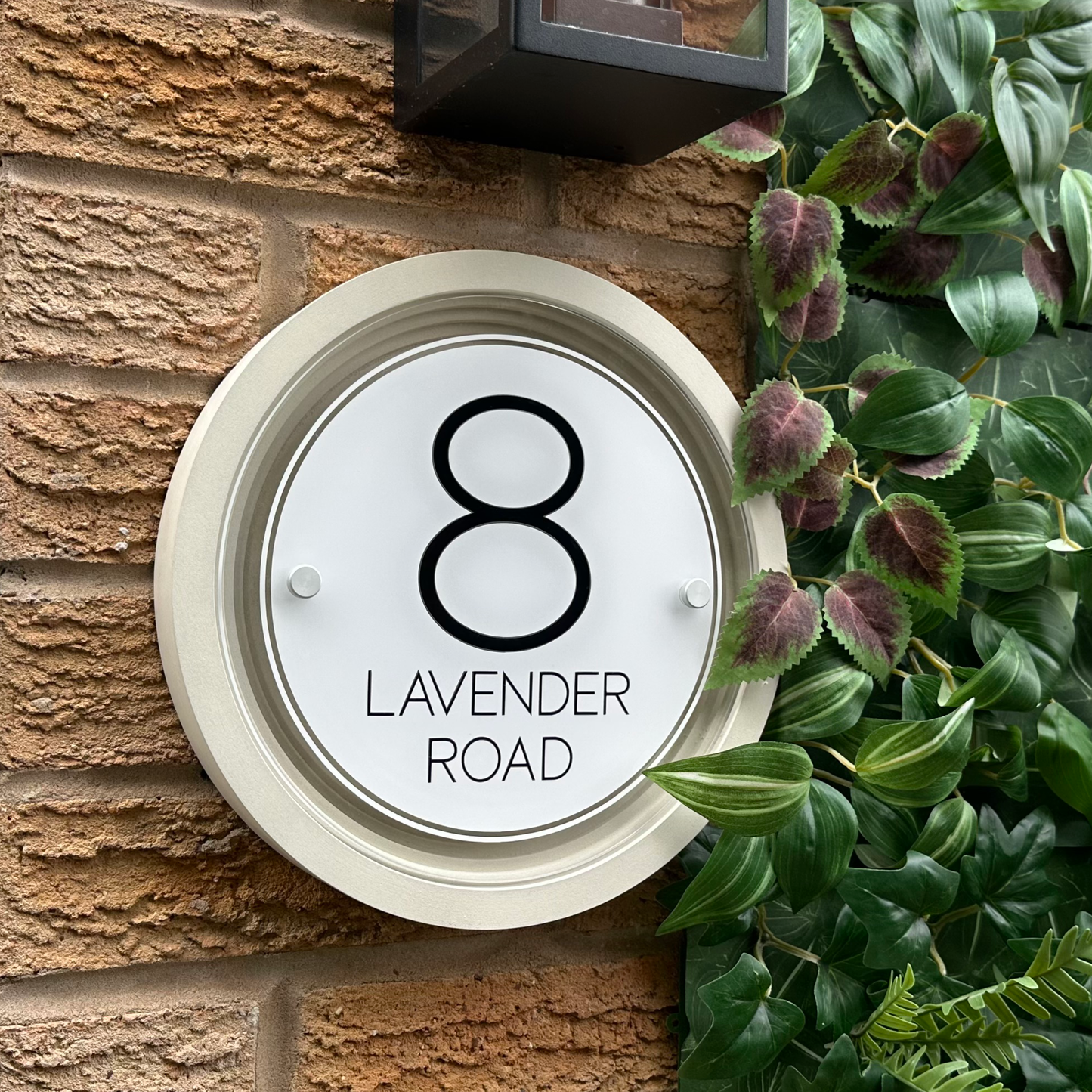 Signature Circulus | Personalised Designer House Sign with Acrylic Front & Portland Stone Coffered Back