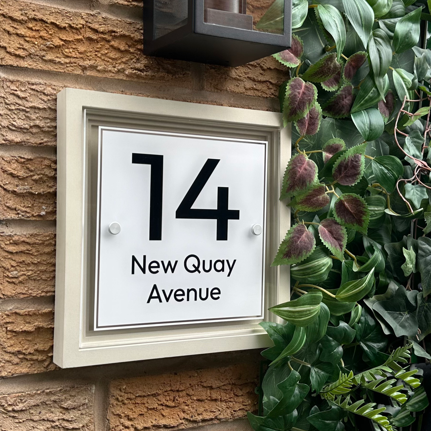 Signature Blocus | Personalised Designer House Sign with Acrylic Front & Portland Stone Coffered Back