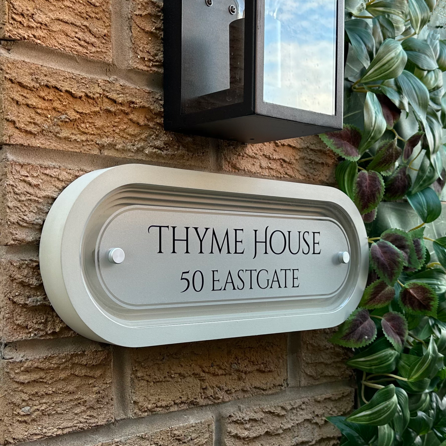 Signature Stadium | Personalised Designer House Sign with Acrylic Front & Portland Stone Coffered Back
