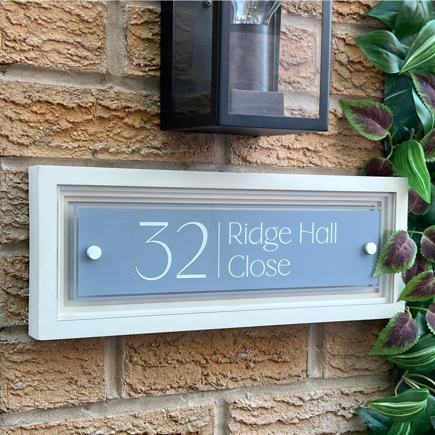 Signature Rectangulum | Personalised Designer House Sign with Acrylic Front & Cast Stone Coffered Back