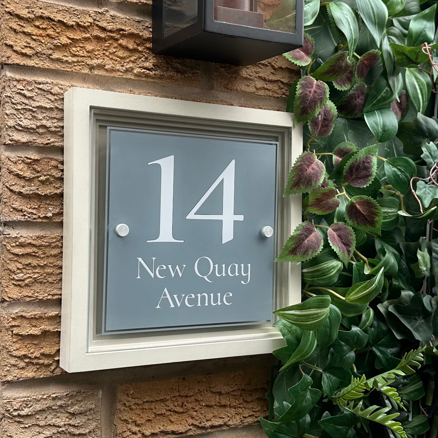 Signature Blocus | Personalised Designer House Sign with Acrylic Front & Portland Stone Coffered Back