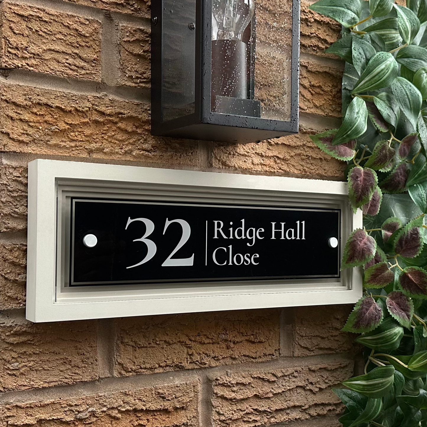 Signature Rectangulum | Personalised Designer House Sign with Acrylic Front & Portland Stone Coffered Back