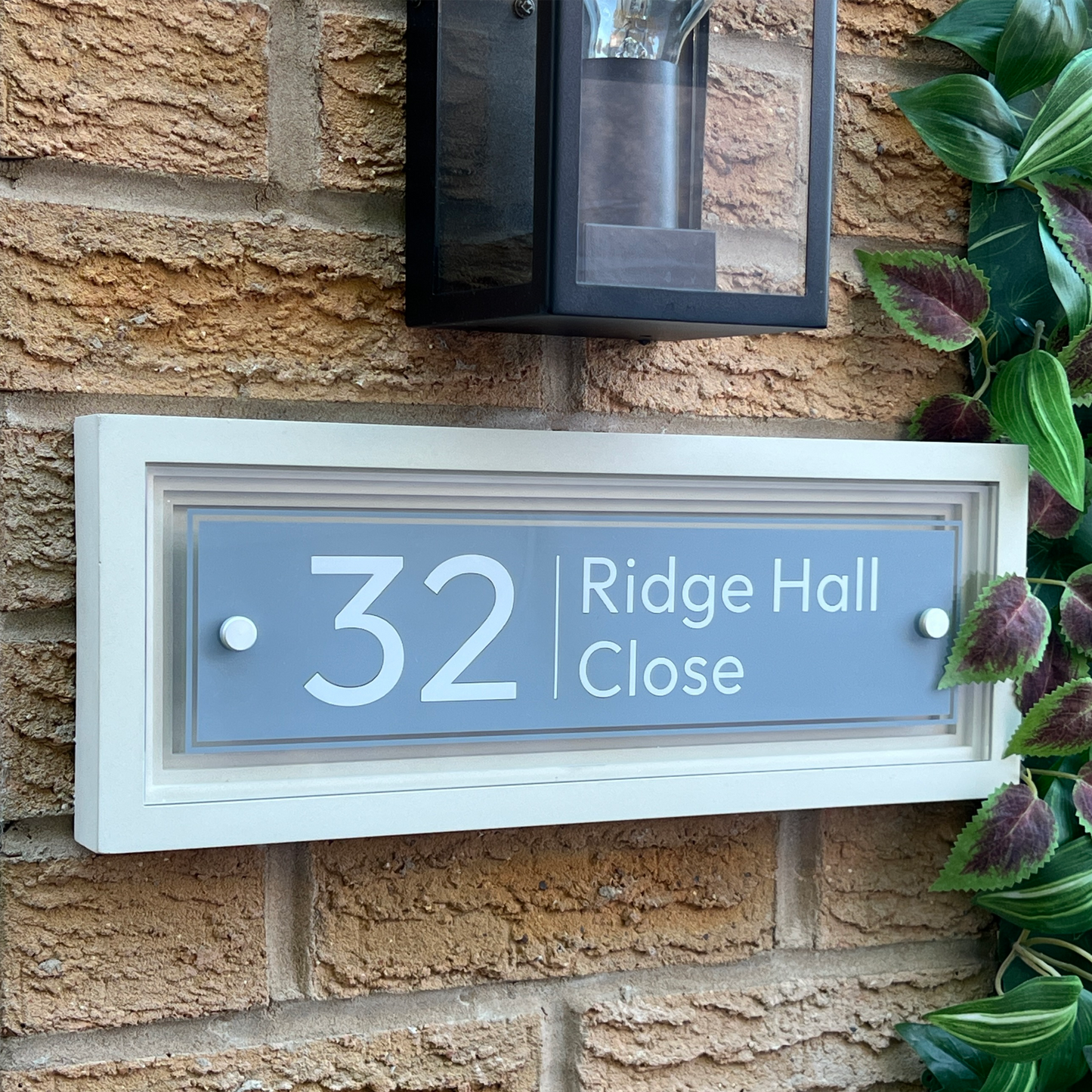 Signature Rectangulum | Personalised Designer House Sign with Acrylic Front & Cast Stone Coffered Back
