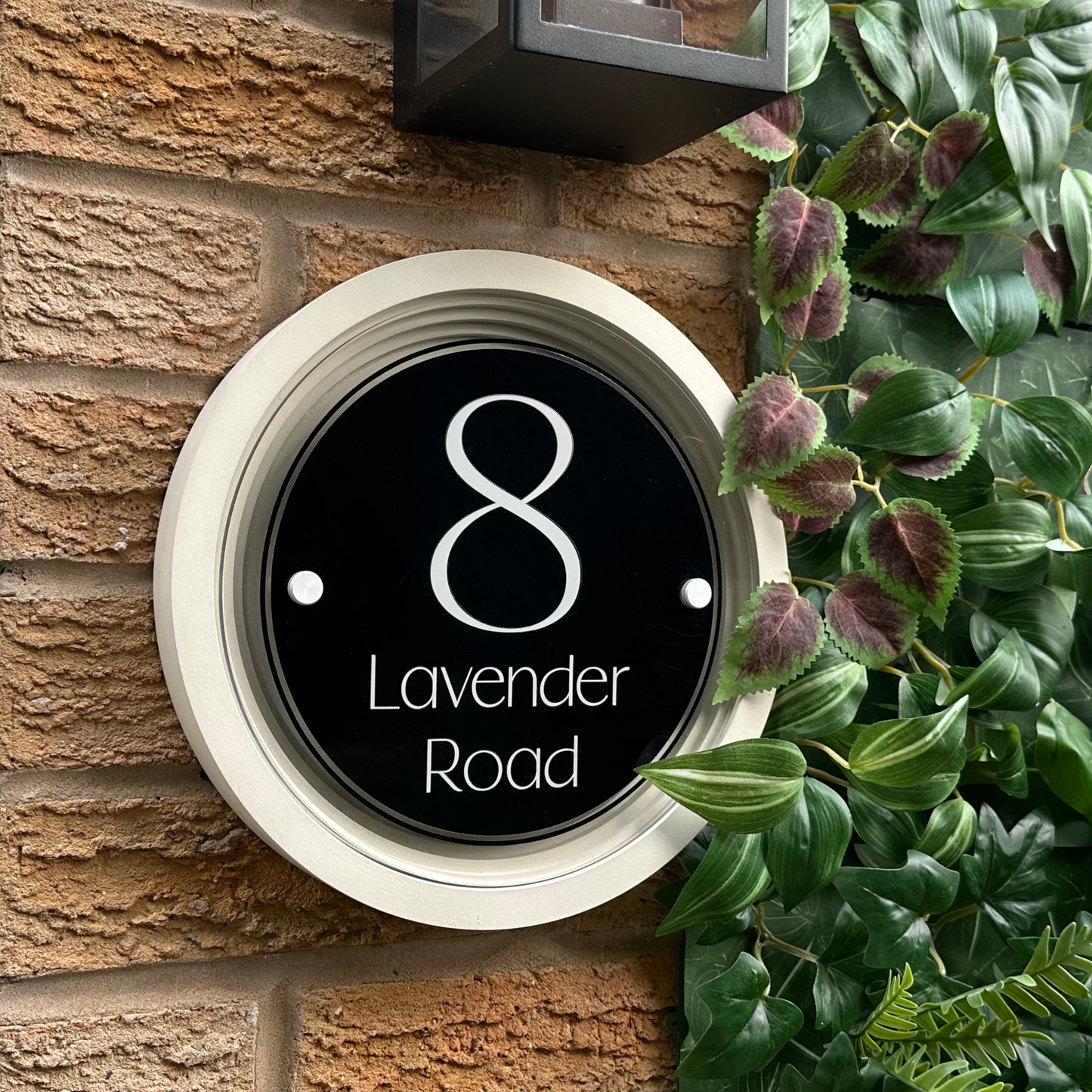 Signature Circulus | Personalised Designer House Sign with Acrylic Front & Portland Stone Coffered Back