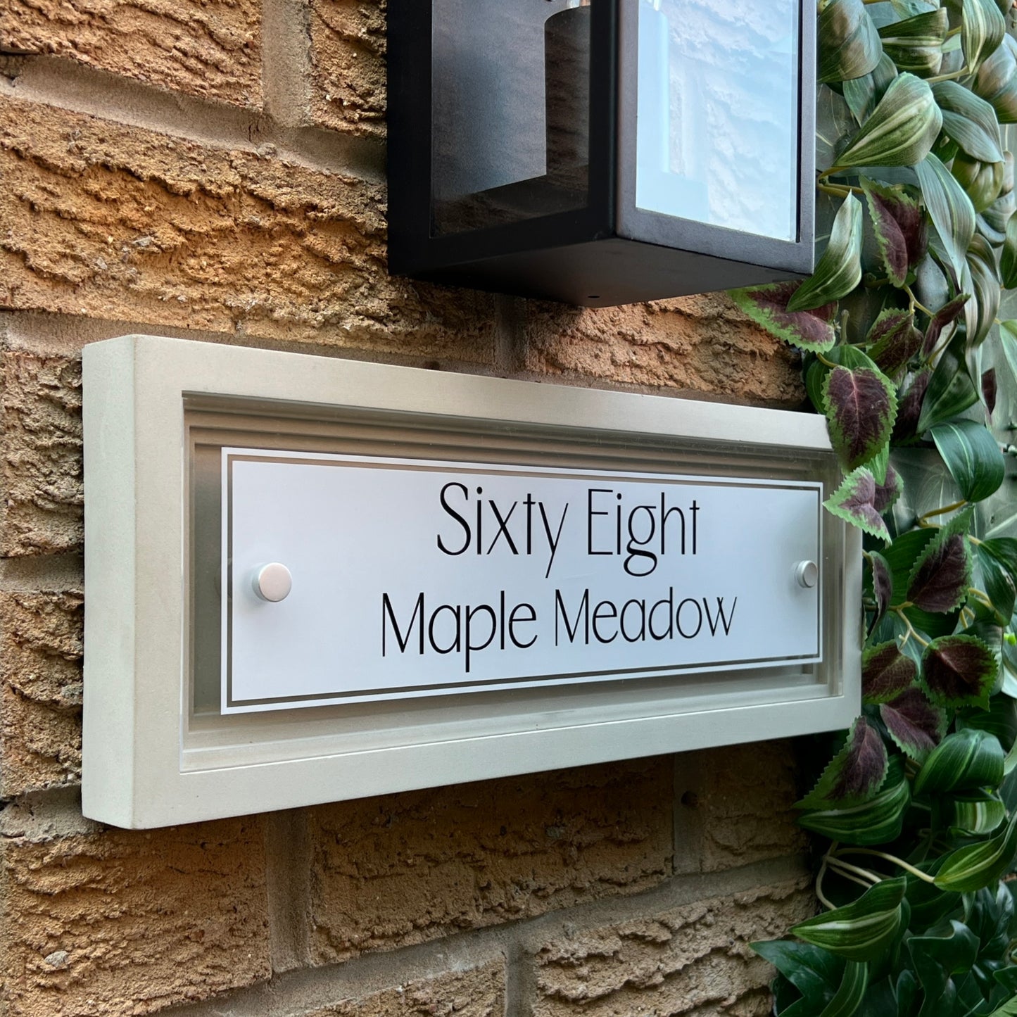 Signature Rectangulum | Personalised Designer House Sign with Acrylic Front & Portland Stone Coffered Back