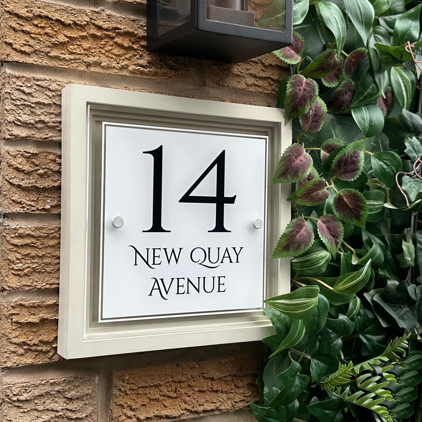 Signature Blocus | Personalised Designer House Sign with Acrylic Front & Portland Stone Coffered Back