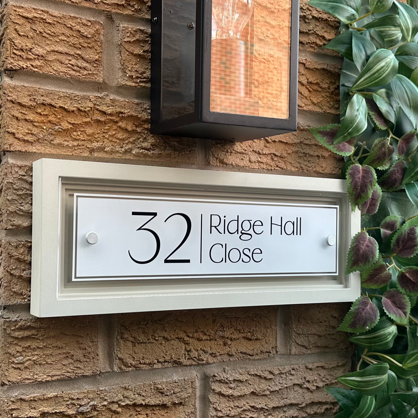 Signature Rectangulum | Personalised Designer House Sign with Acrylic Front & Portland Stone Coffered Back