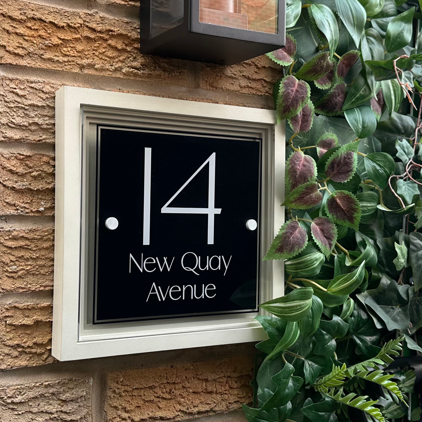 Signature Blocus | Personalised Designer House Sign with Acrylic Front & Portland Stone Coffered Back