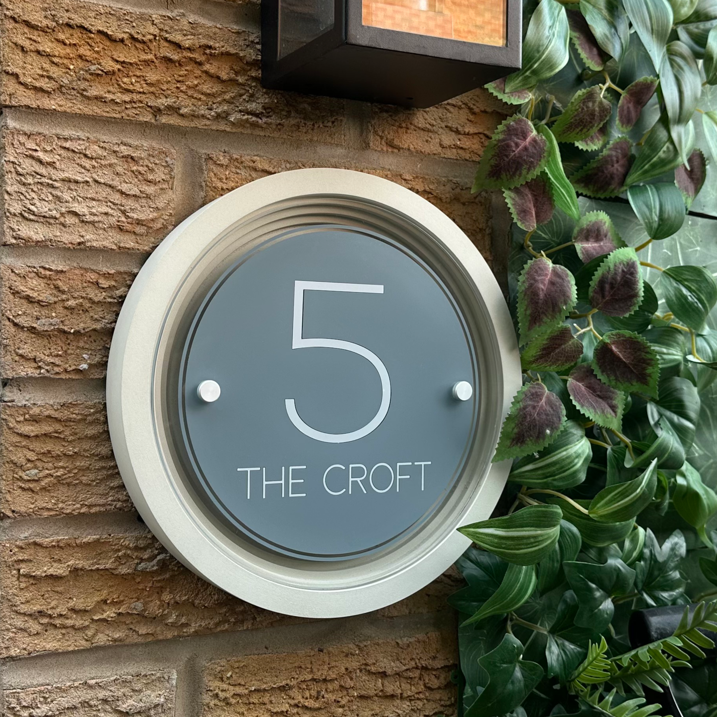 Signature Circulus | Personalised Designer House Sign with Acrylic Front & Portland Stone Coffered Back