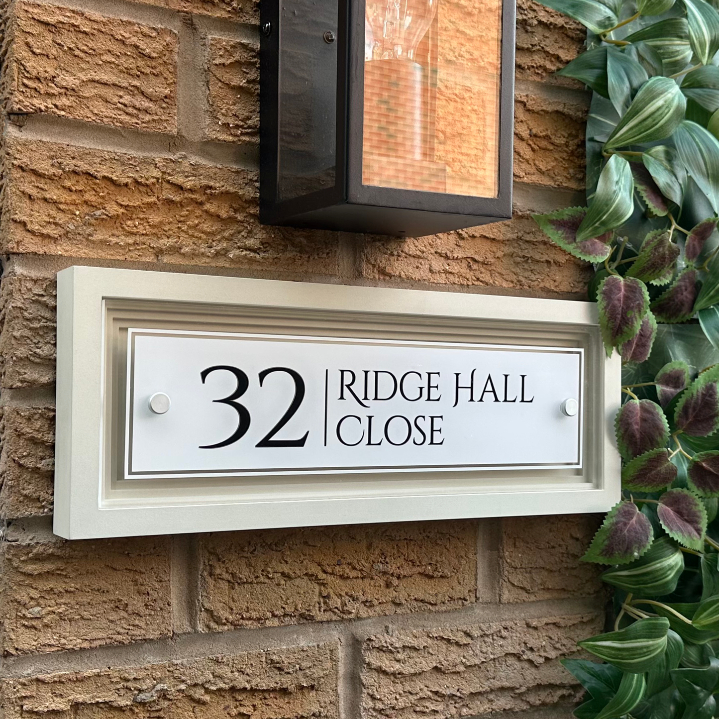 Signature Rectangulum | Personalised Designer House Sign with Acrylic Front & Portland Stone Coffered Back