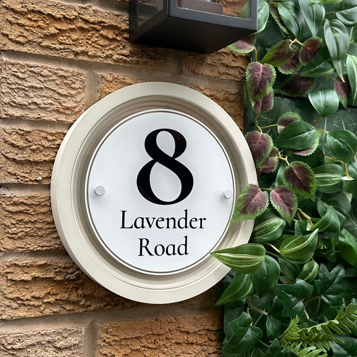 Signature Circulus | Personalised Designer House Sign with Acrylic Front & Portland Stone Coffered Back