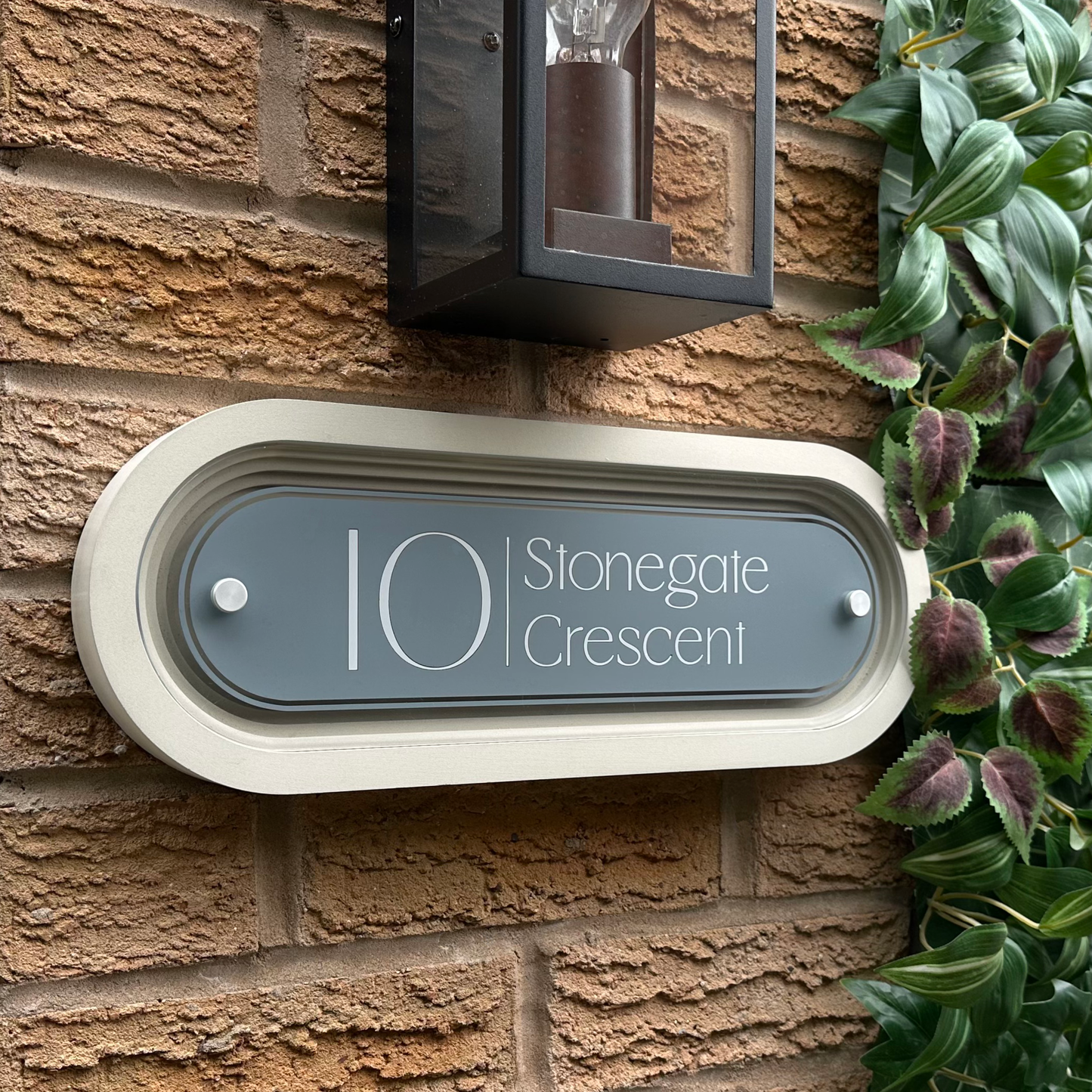 Signature Stadium | Personalised Designer House Sign with Acrylic Front & Portland Stone Coffered Back
