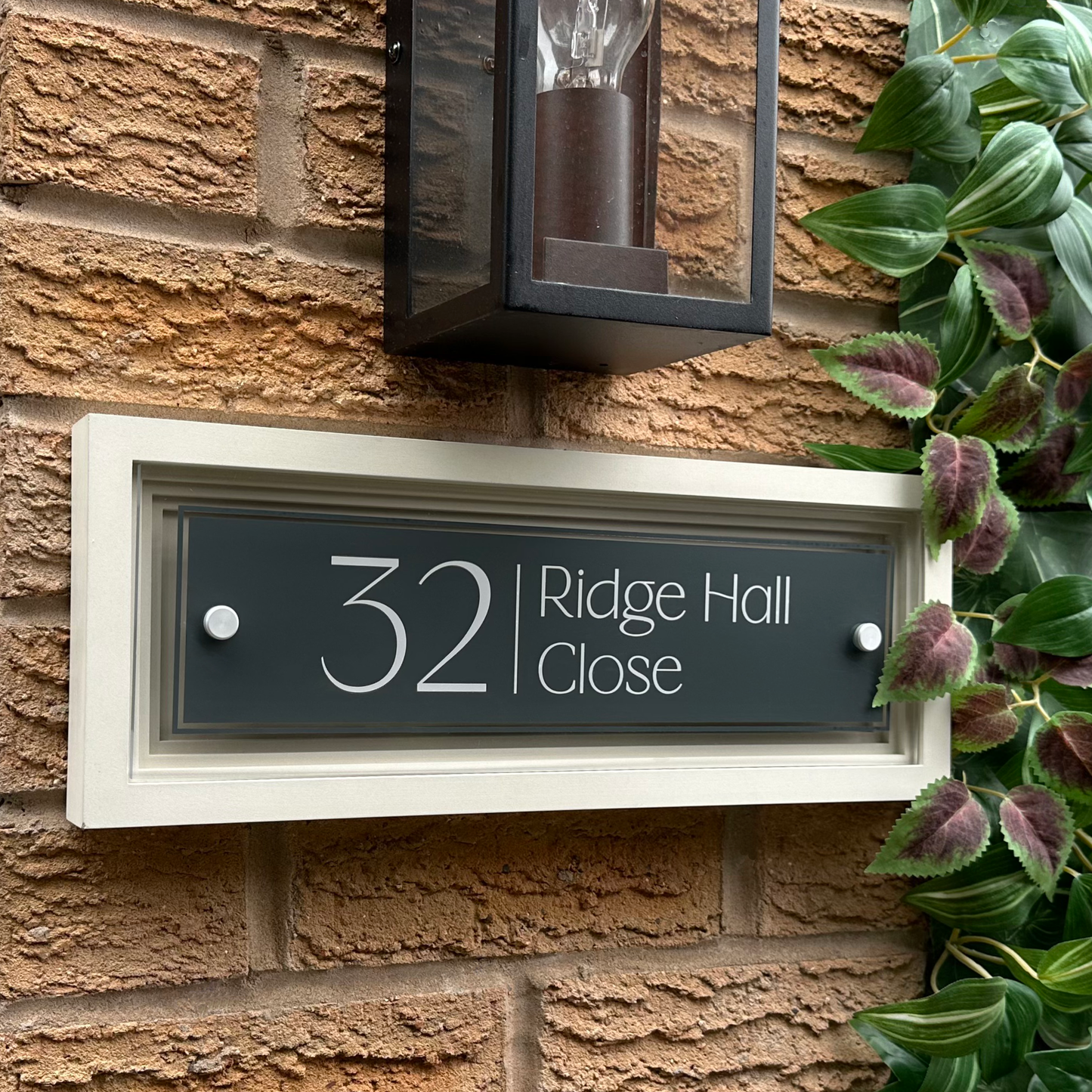 Signature Rectangulum | Personalised Designer House Sign with Acrylic Front & Portland Stone Coffered Back