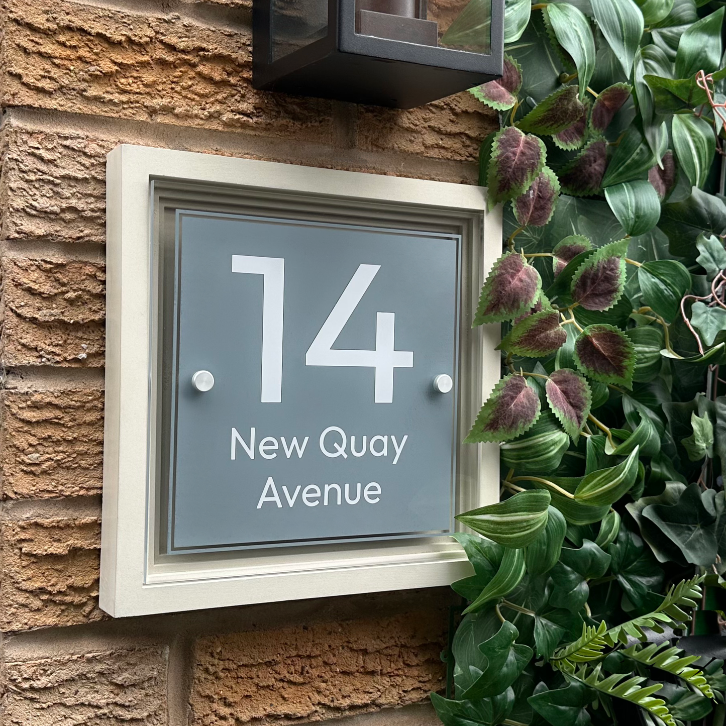 Signature Blocus | Personalised Designer House Sign with Acrylic Front & Portland Stone Coffered Back