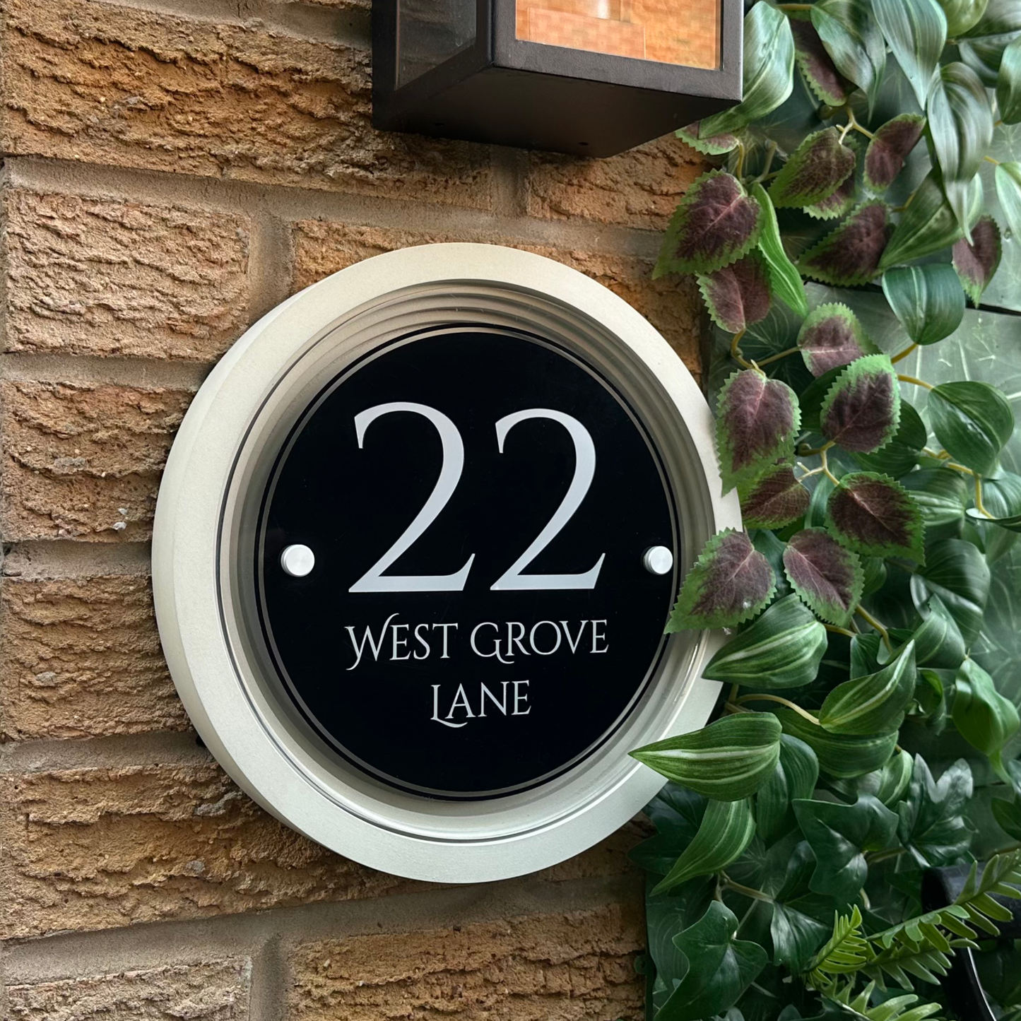 Signature Circulus | Personalised Designer House Sign with Acrylic Front & Portland Stone Coffered Back