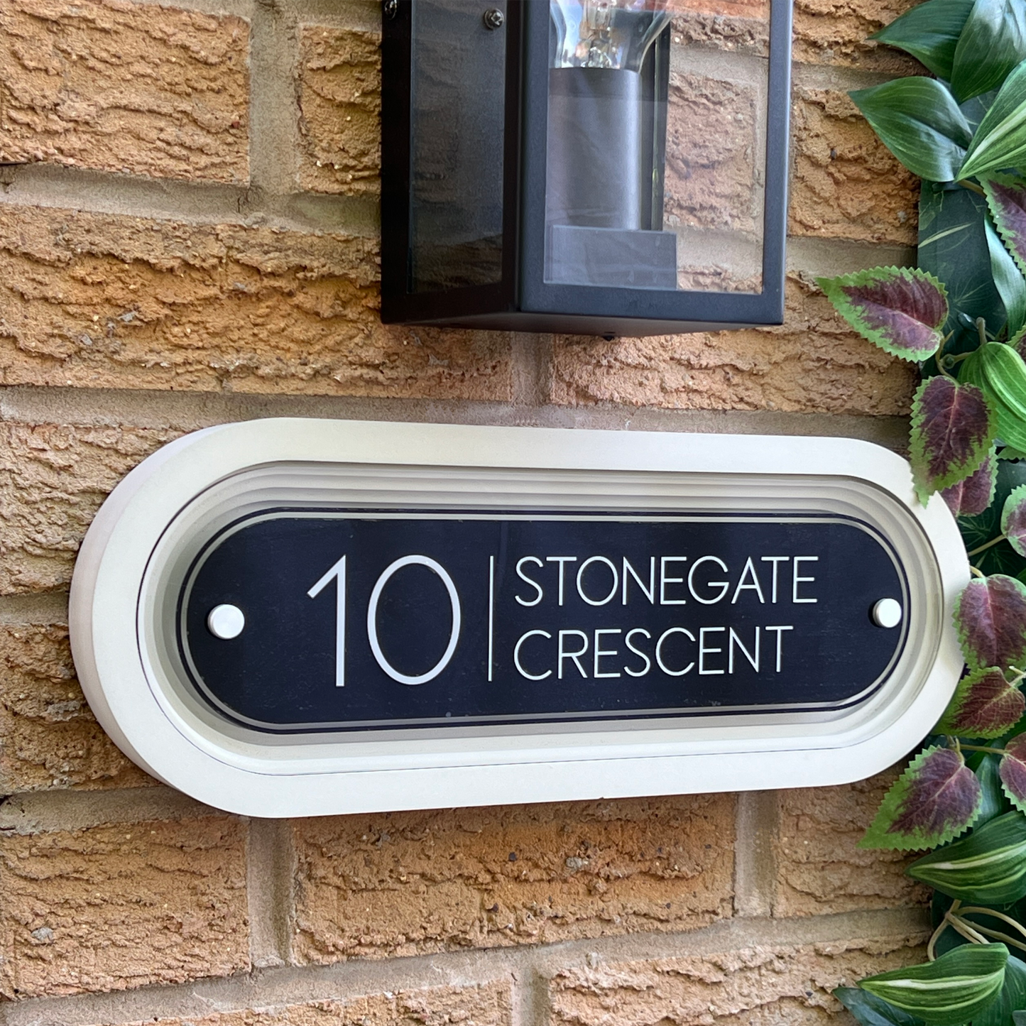 Signature Ovum | Personalised Designer House Sign with Acrylic Front & Cast Stone Coffered Back