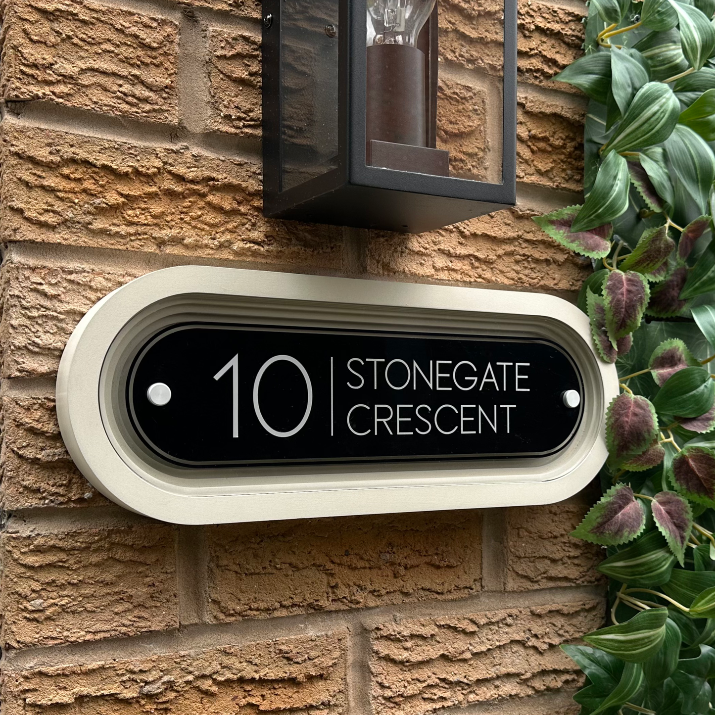 Signature Stadium | Personalised Designer House Sign with Acrylic Front & Portland Stone Coffered Back