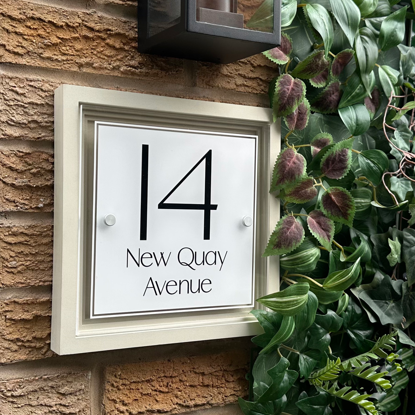 Signature Blocus | Personalised Designer House Sign with Acrylic Front & Portland Stone Coffered Back