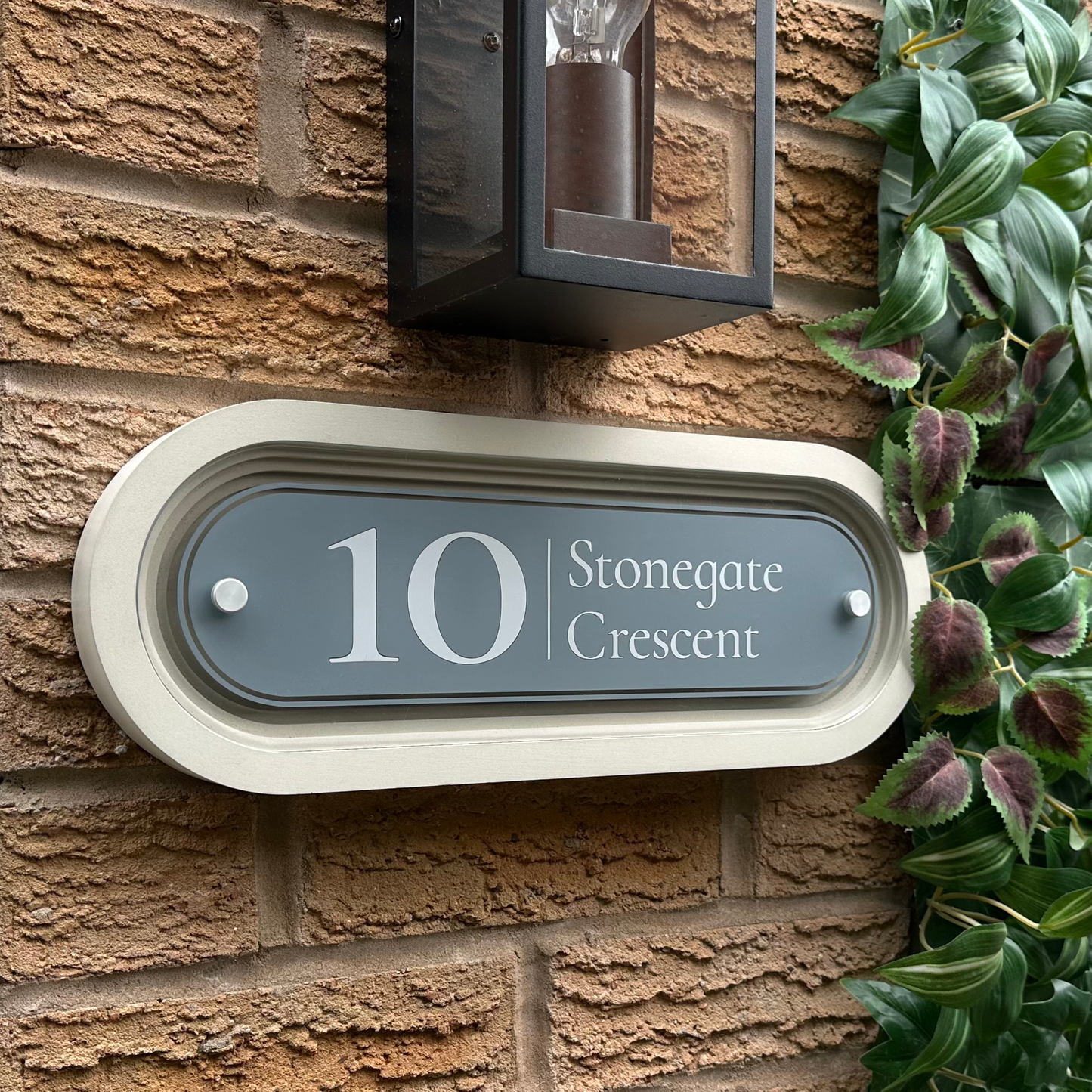 Signature Stadium | Personalised Designer House Sign with Acrylic Front & Portland Stone Coffered Back