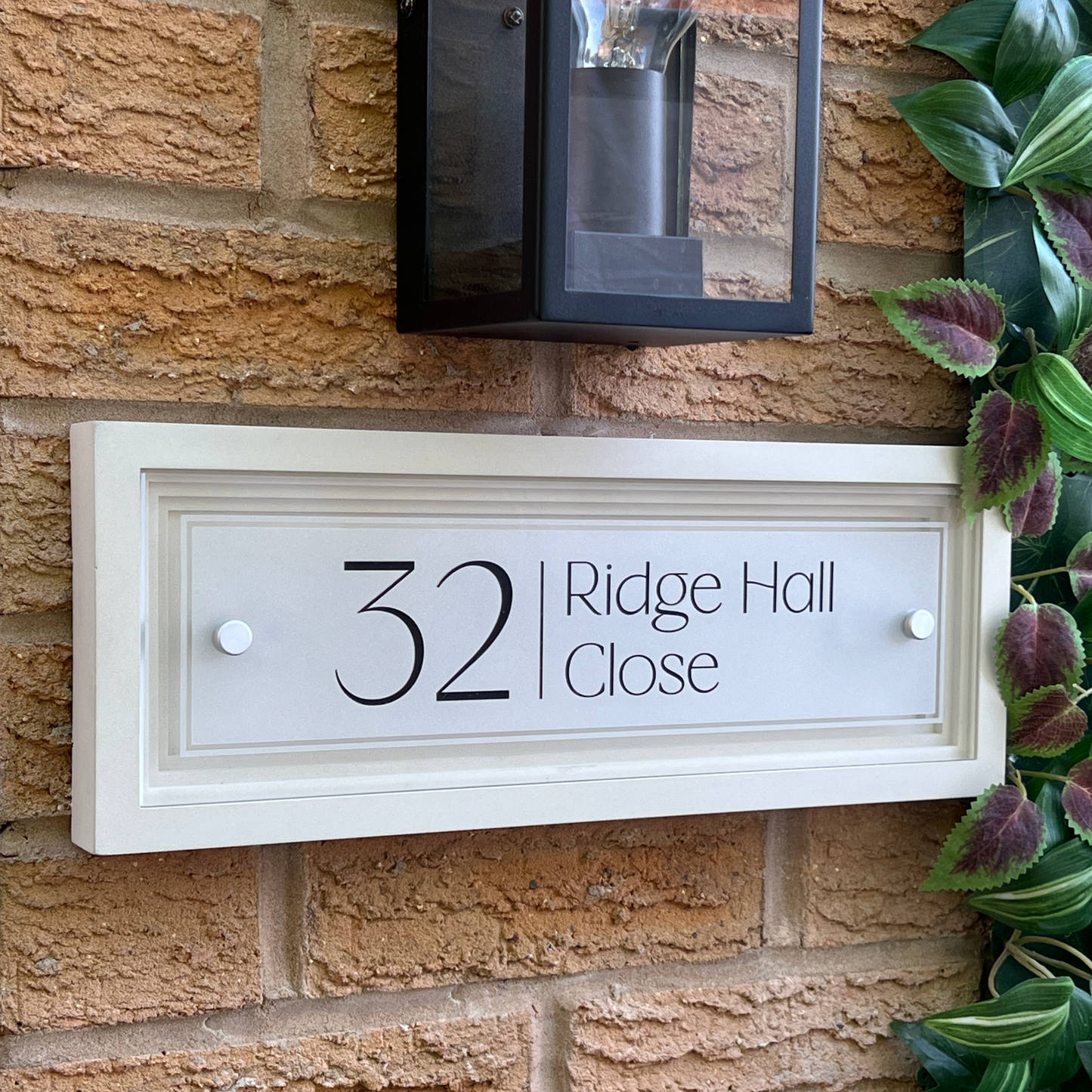 Signature Rectangulum | Personalised Designer House Sign with Acrylic Front & Cast Stone Coffered Back