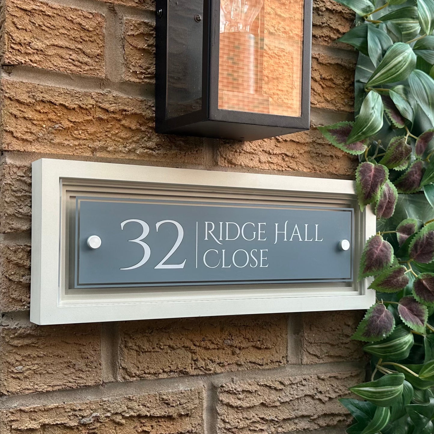 Signature Rectangulum | Personalised Designer House Sign with Acrylic Front & Portland Stone Coffered Back