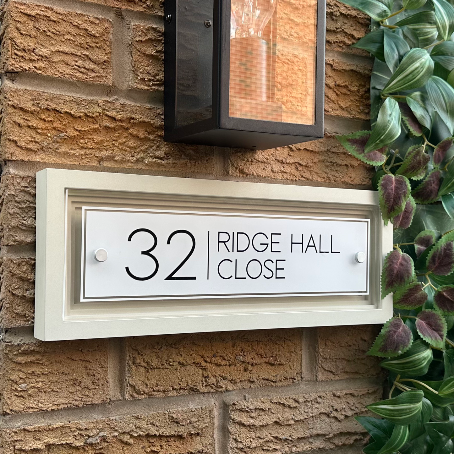 Signature Rectangulum | Personalised Designer House Sign with Acrylic Front & Portland Stone Coffered Back