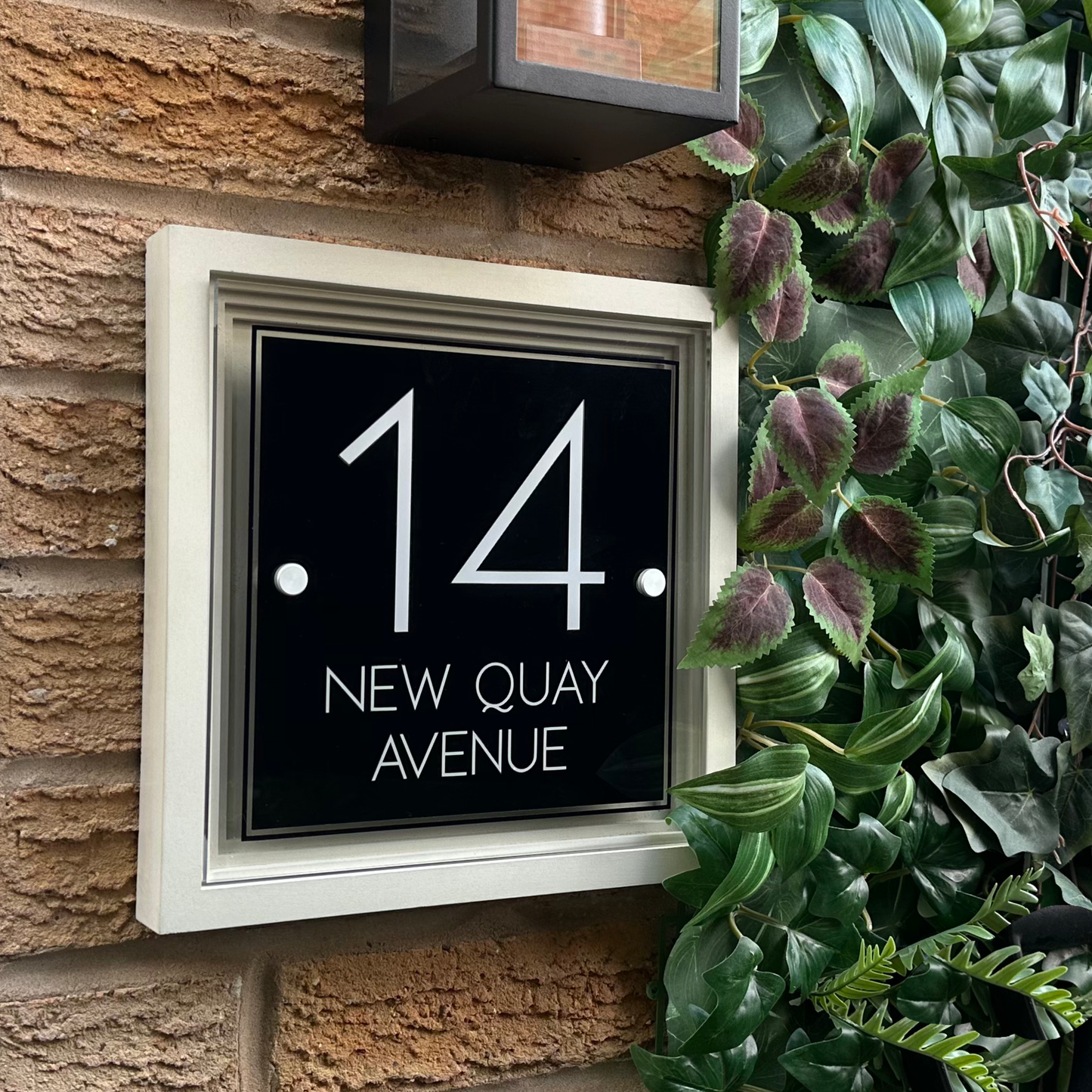 Signature Blocus | Personalised Designer House Sign with Acrylic Front & Portland Stone Coffered Back