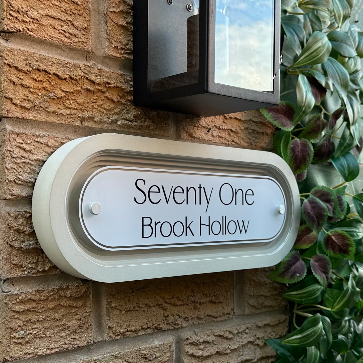 Signature Stadium | Personalised Designer House Sign with Acrylic Front & Portland Stone Coffered Back