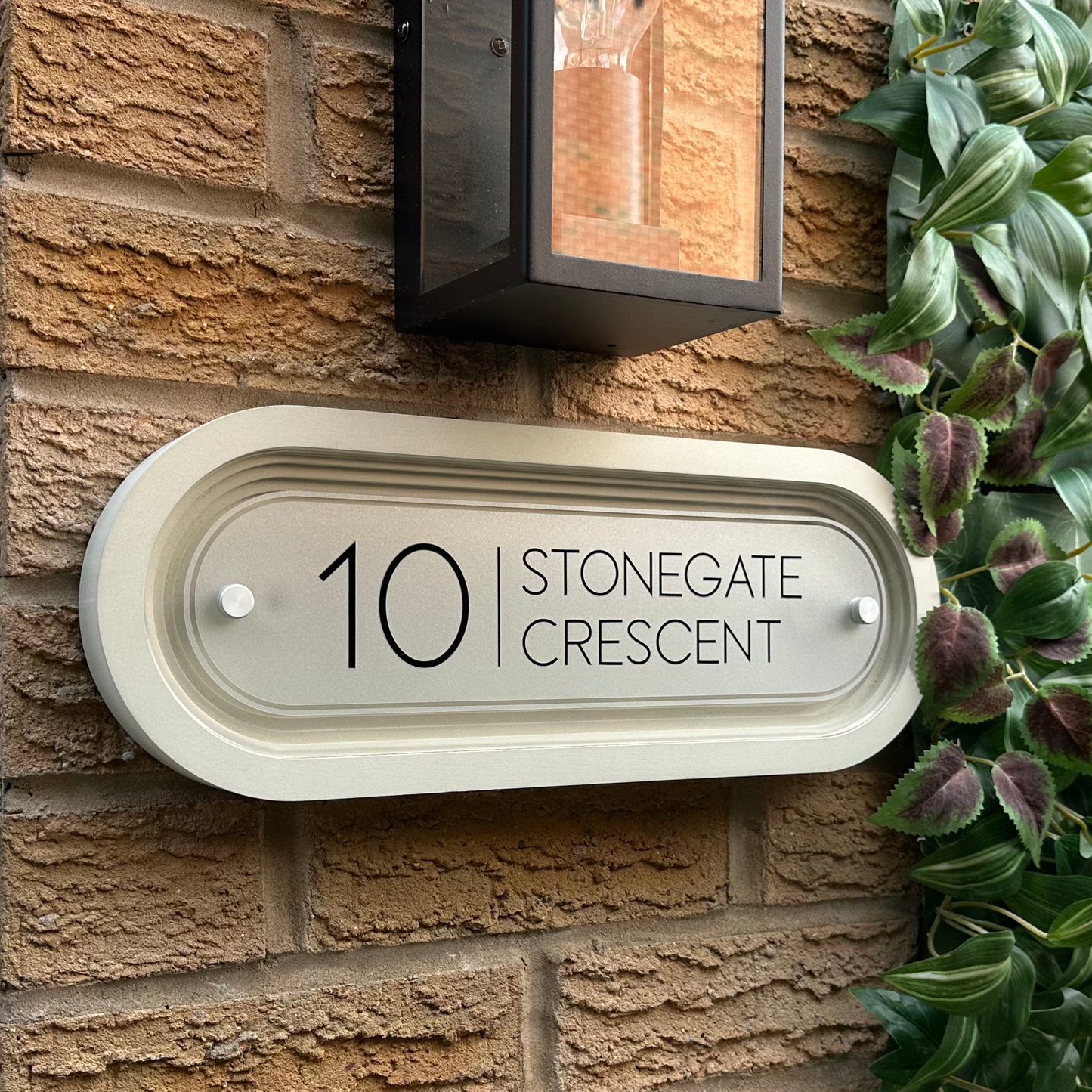 Signature Stadium | Personalised Designer House Sign with Acrylic Front & Portland Stone Coffered Back