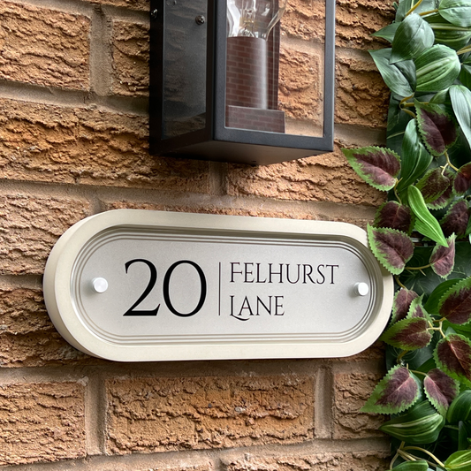Edit Stadium | Personalised Designer House Sign with Acrylic Front & Portland Stone Back