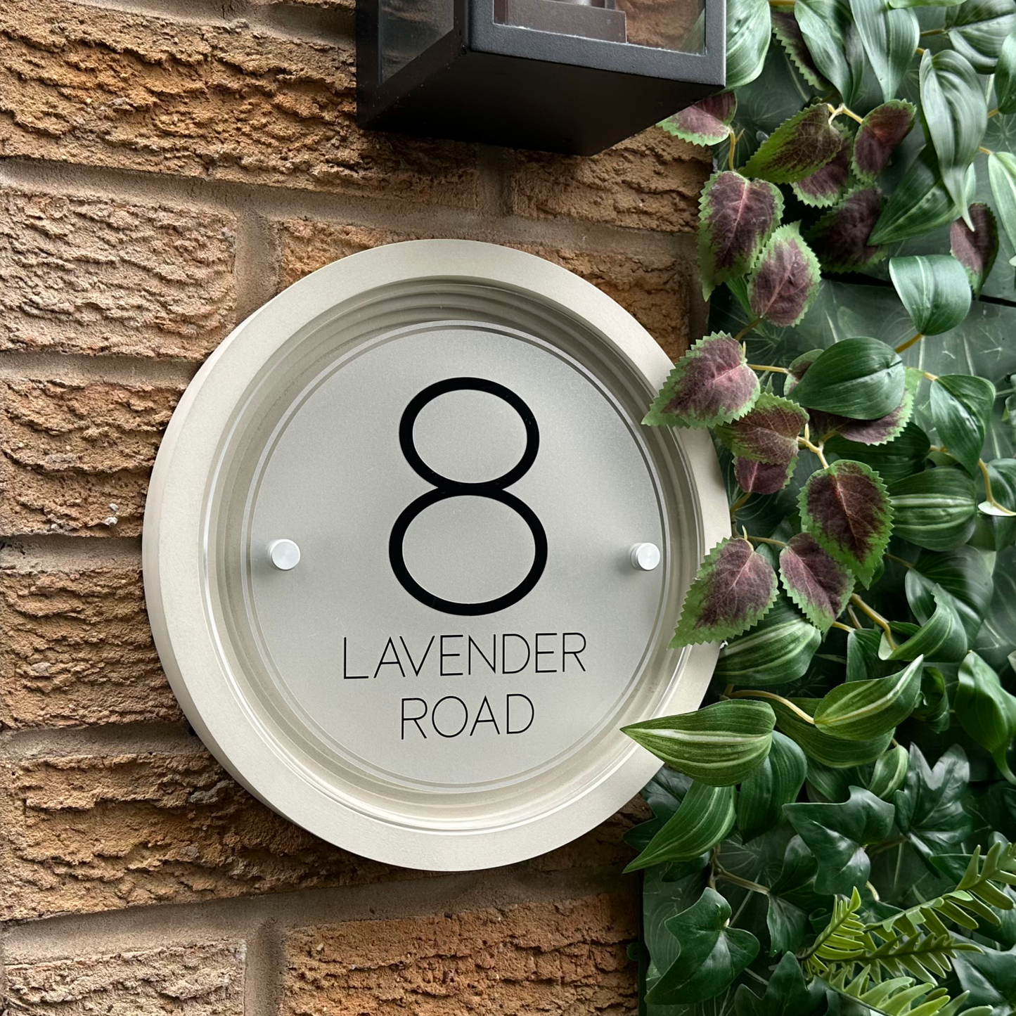 Signature Circulus | Personalised Designer House Sign with Acrylic Front & Portland Stone Coffered Back