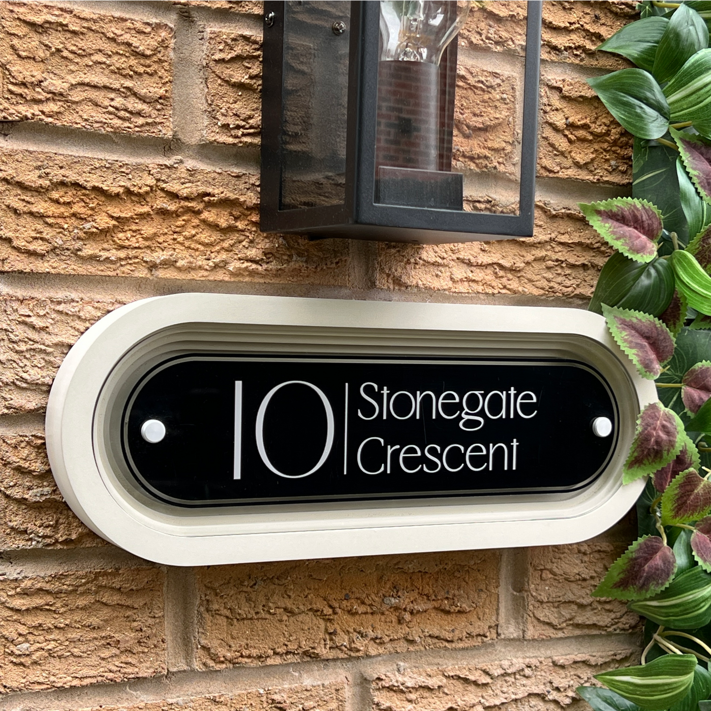 Signature Ovum | Personalised Designer House Sign with Acrylic Front & Cast Stone Coffered Back