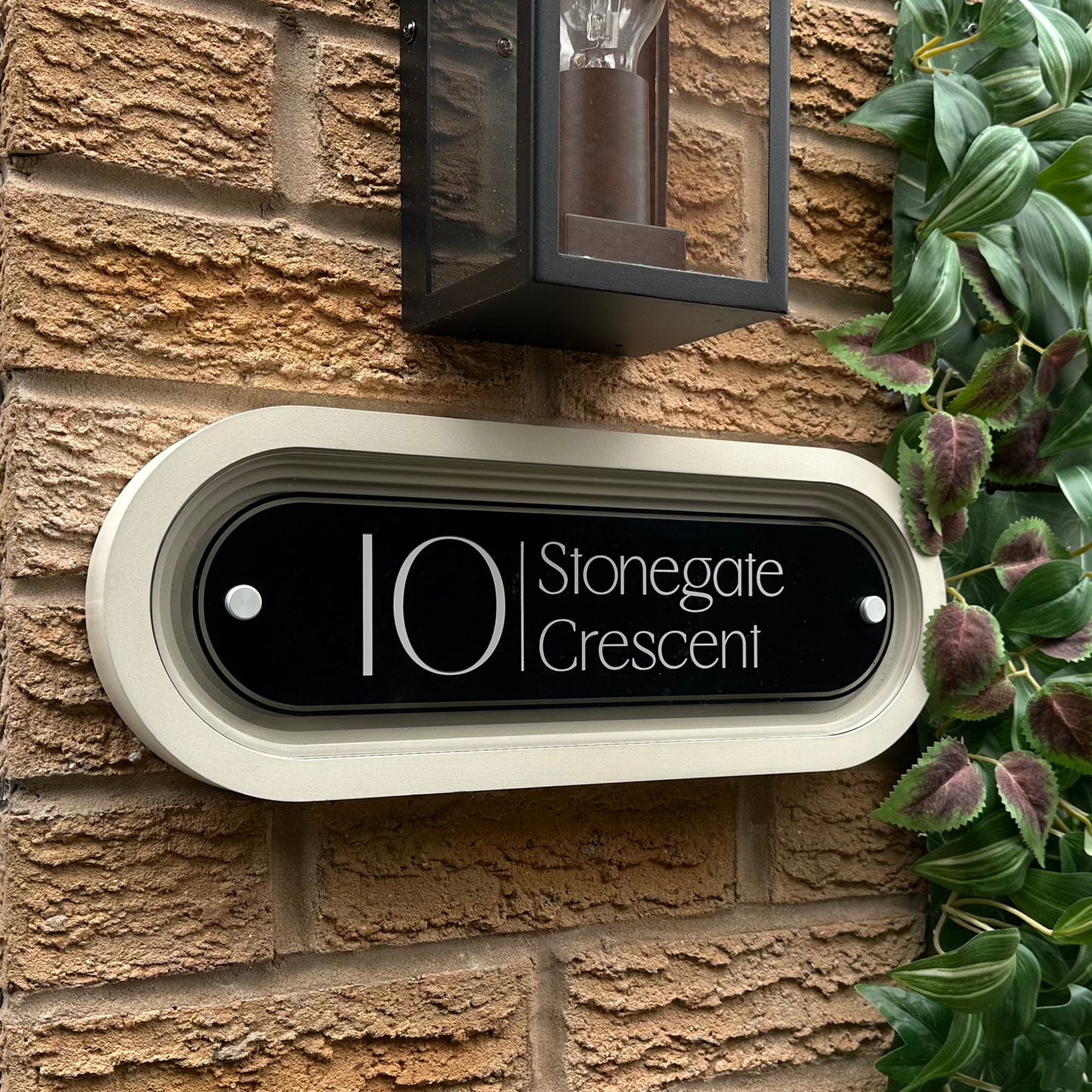 Signature Stadium | Personalised Designer House Sign with Acrylic Front & Portland Stone Coffered Back