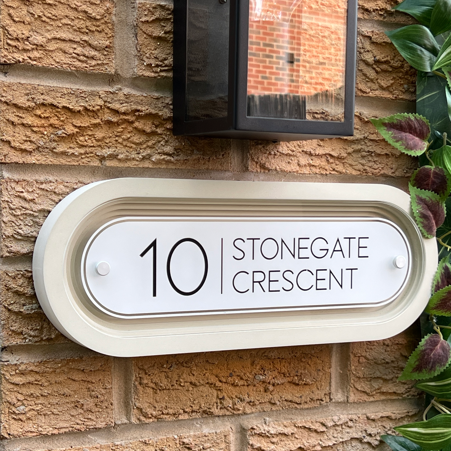Signature Ovum | Personalised Designer House Sign with Acrylic Front & Cast Stone Coffered Back