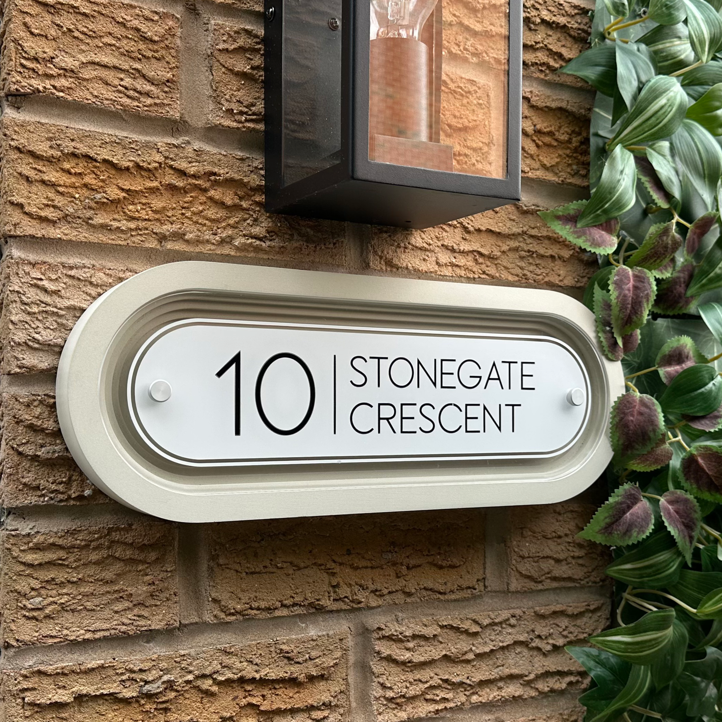 Signature Stadium | Personalised Designer House Sign with Acrylic Front & Portland Stone Coffered Back