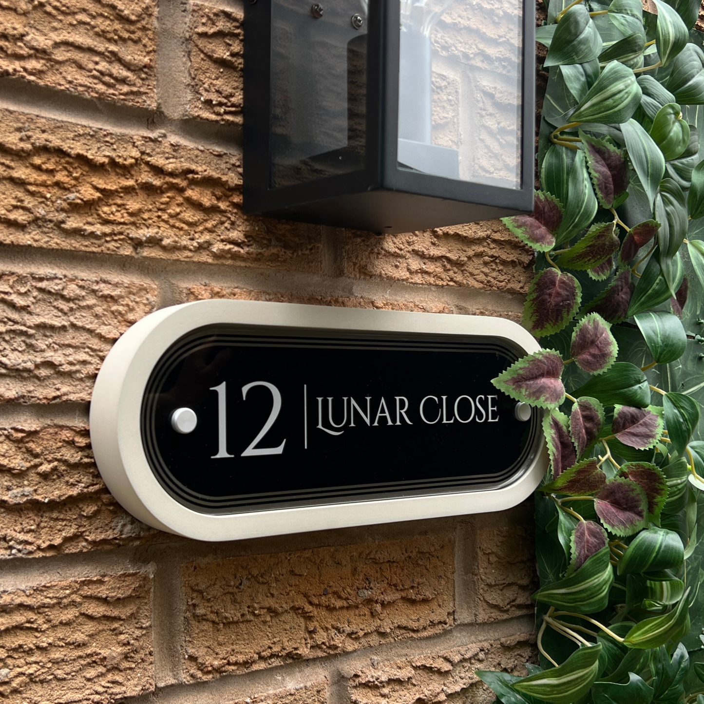 Edit Stadium | Personalised Designer House Sign with Acrylic Front & Portland Stone Back