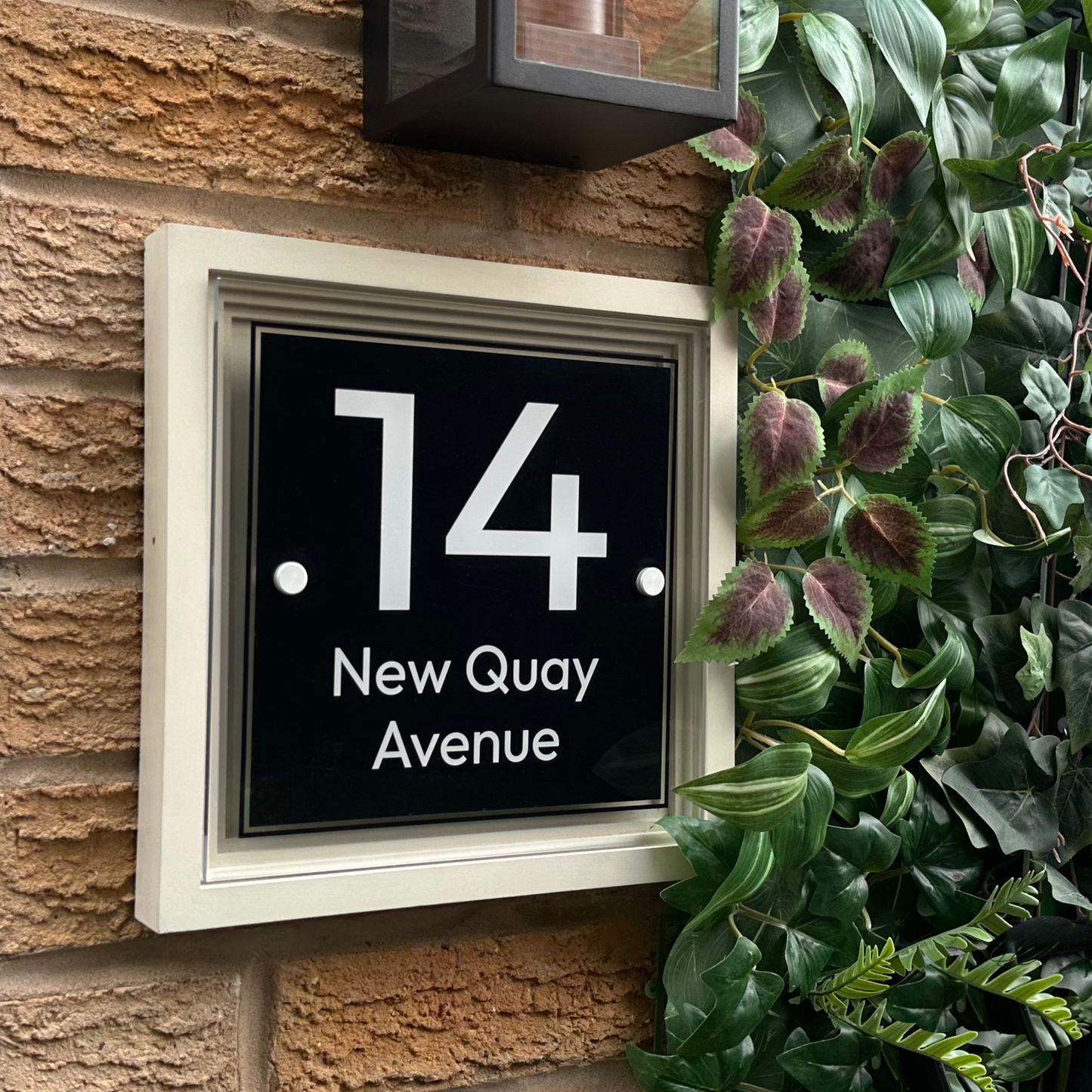 Signature Blocus | Personalised Designer House Sign with Acrylic Front & Portland Stone Coffered Back