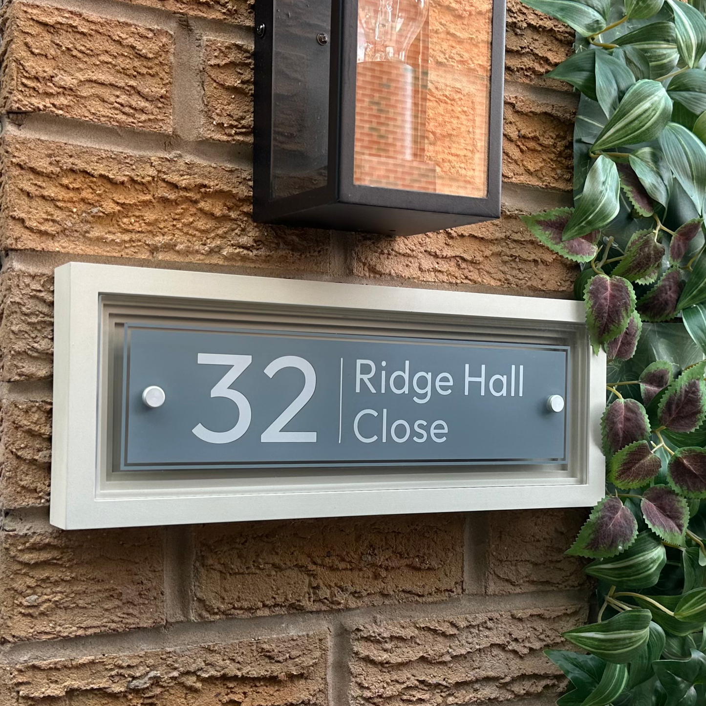 Signature Rectangulum | Personalised Designer House Sign with Acrylic Front & Portland Stone Coffered Back