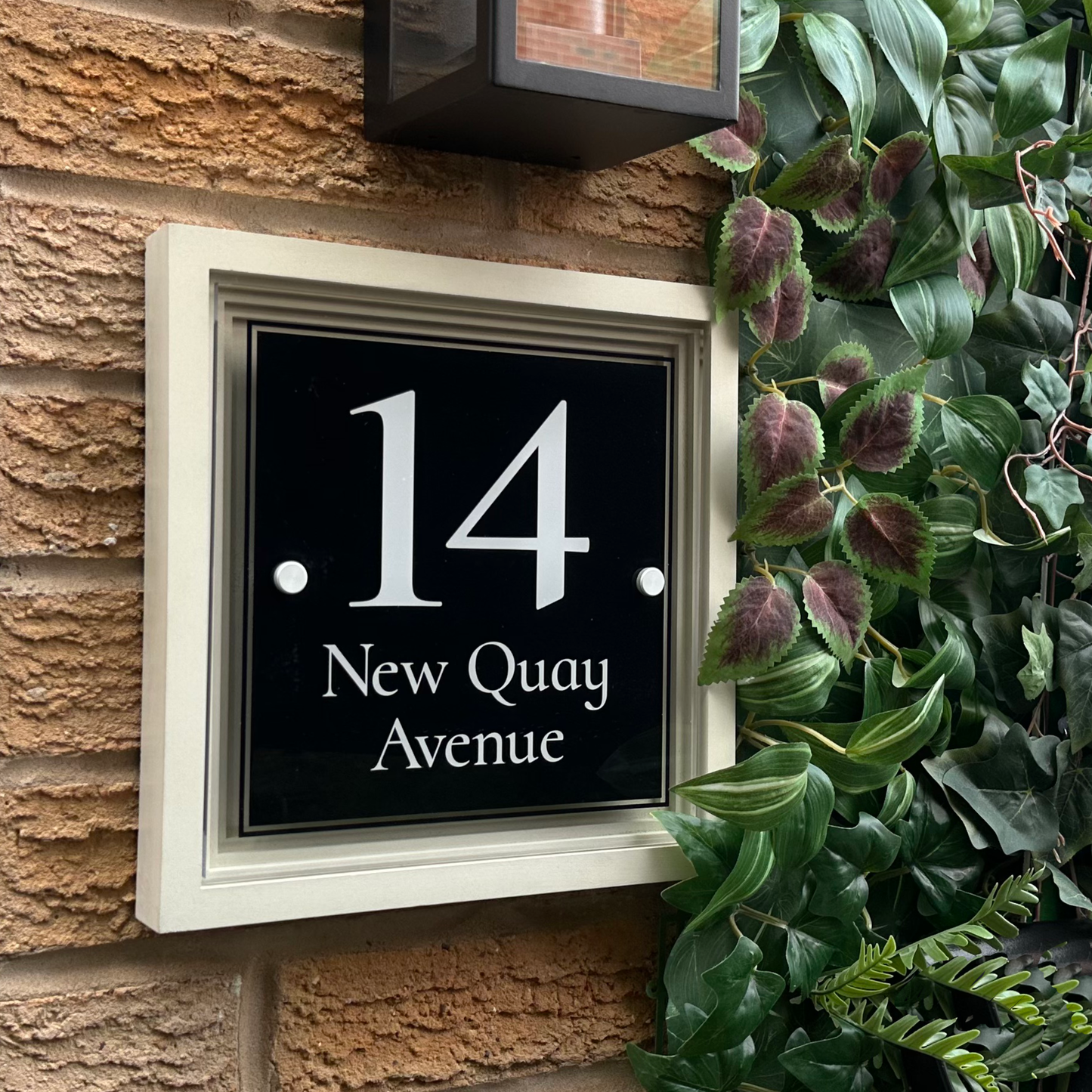 Signature Blocus | Personalised Designer House Sign with Acrylic Front & Portland Stone Coffered Back