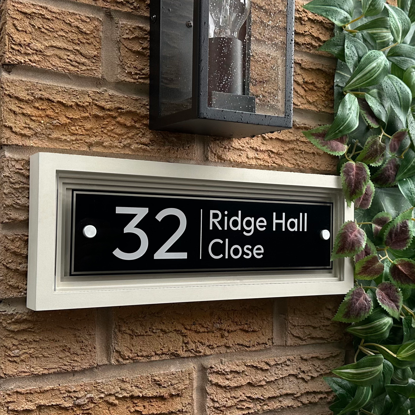 Signature Rectangulum | Personalised Designer House Sign with Acrylic Front & Portland Stone Coffered Back