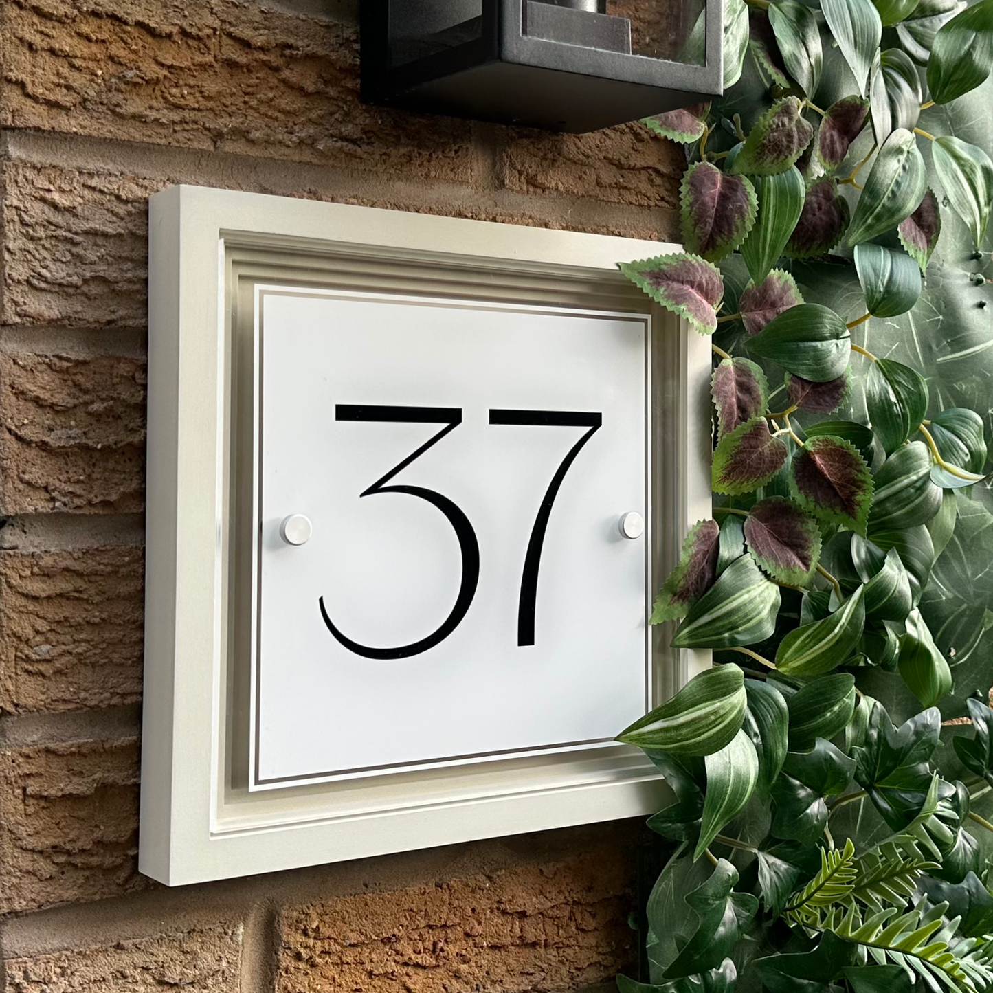 Signature Blocus | Personalised Designer House Sign with Acrylic Front & Portland Stone Coffered Back